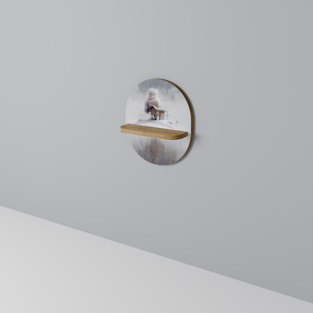 Étagère d'art ovale SILENT CABIN effet chêne