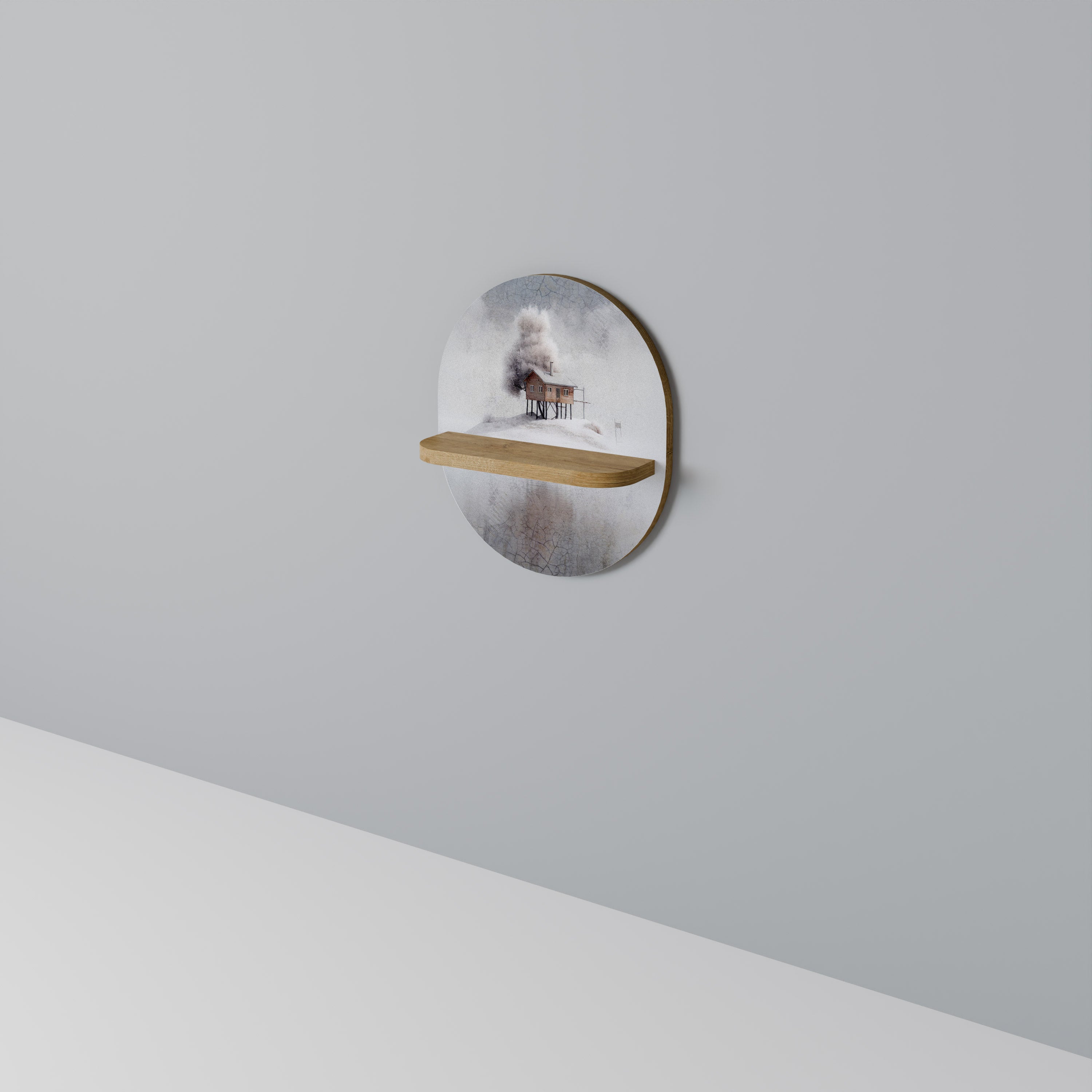 Étagère d'art ovale SILENT CABIN effet chêne