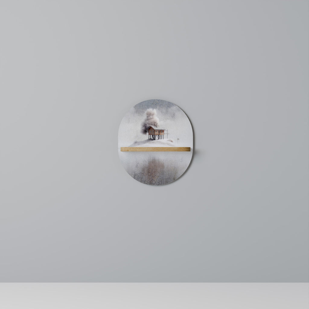 Étagère d'art ovale SILENT CABIN effet chêne