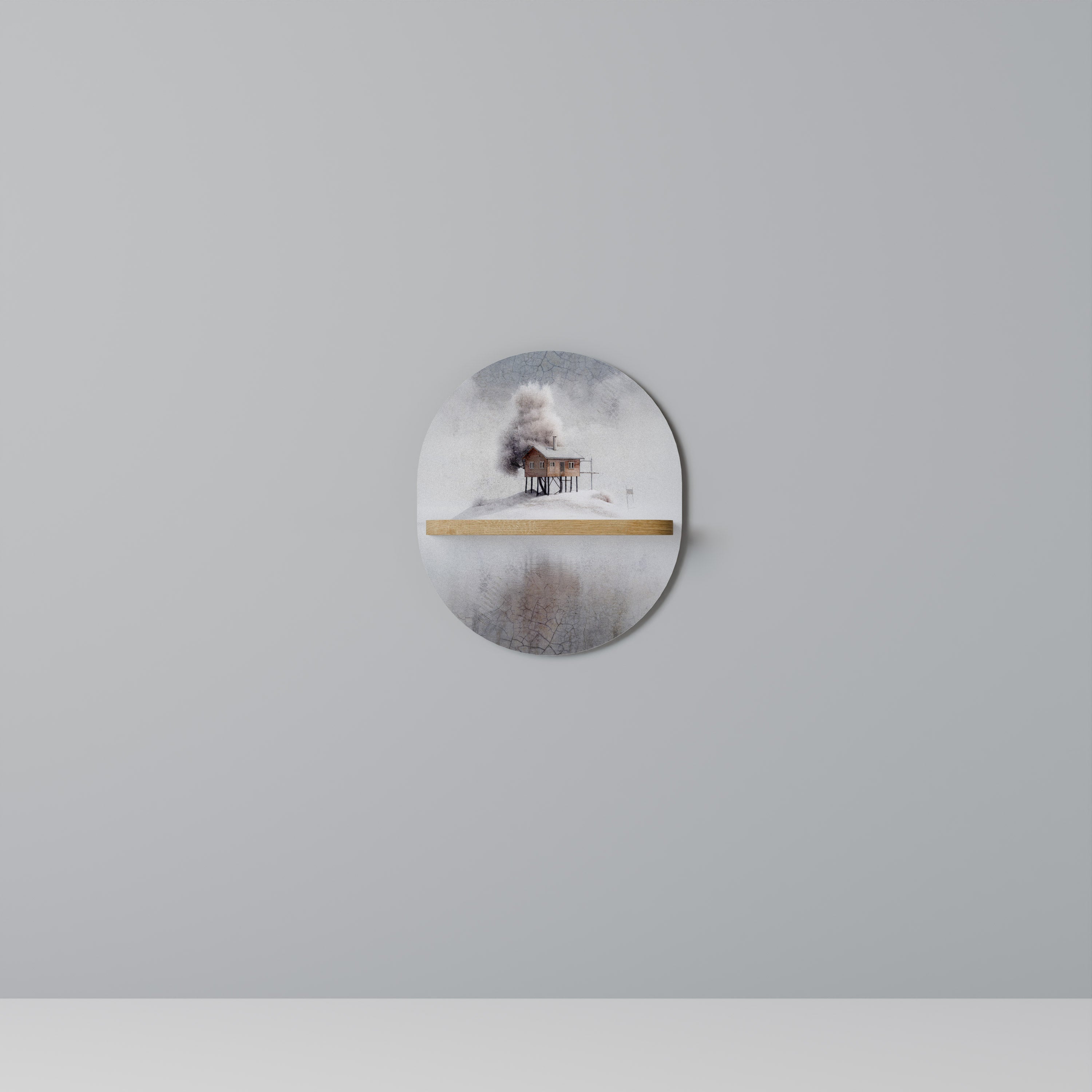 Étagère d'art ovale SILENT CABIN effet chêne