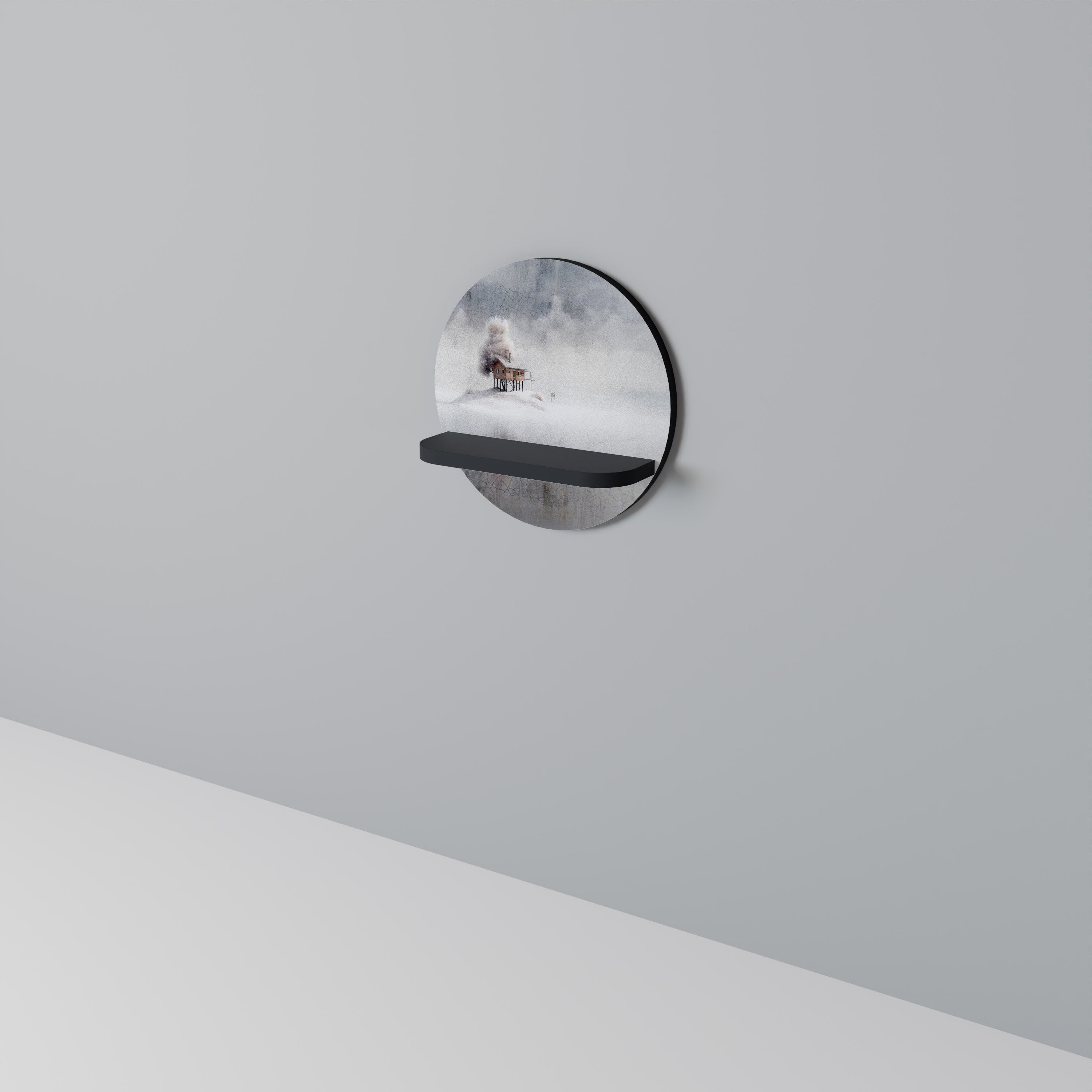 Étagère d'art ronde SILENT CABIN en finition noire