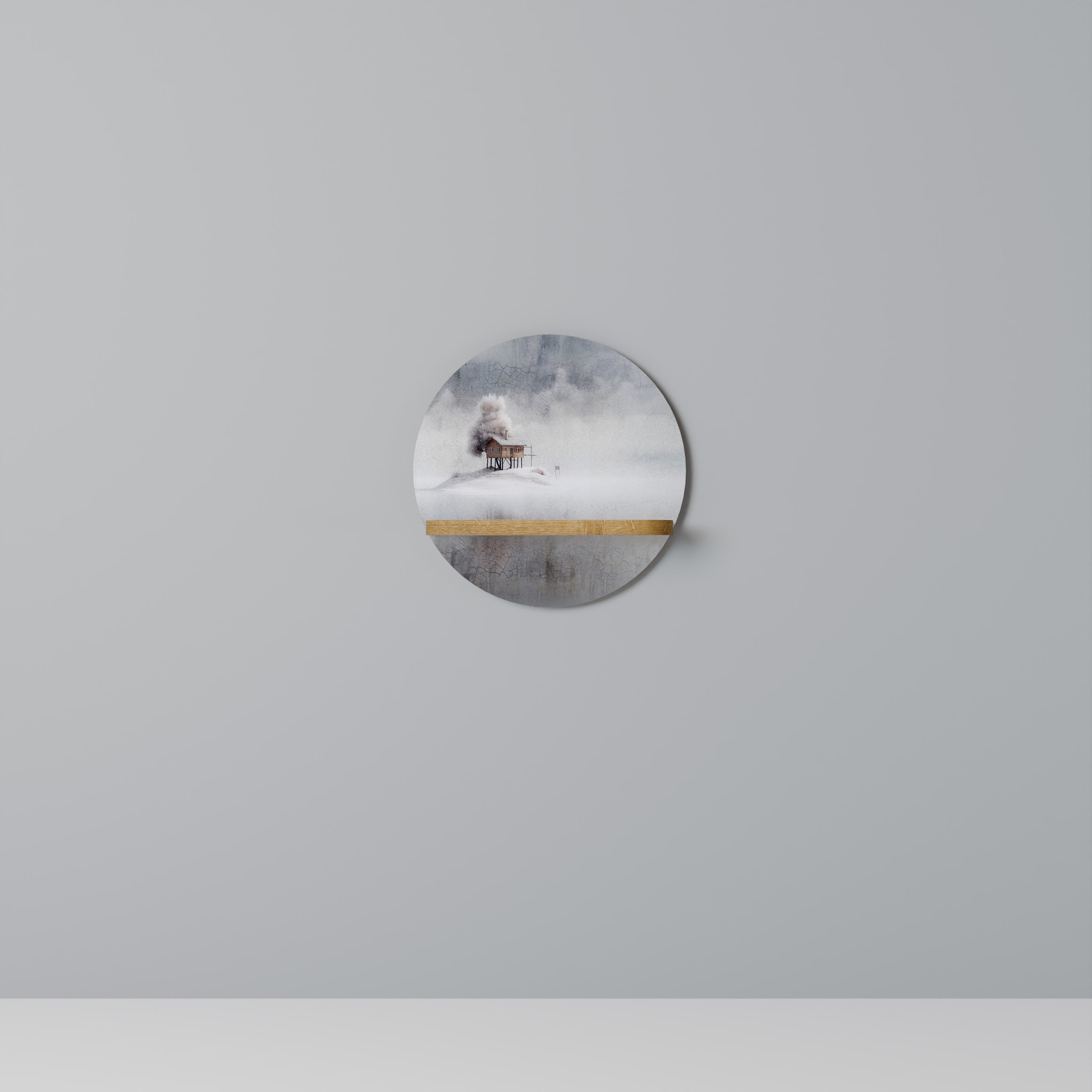 Étagère d'art ronde SILENT CABIN effet chêne