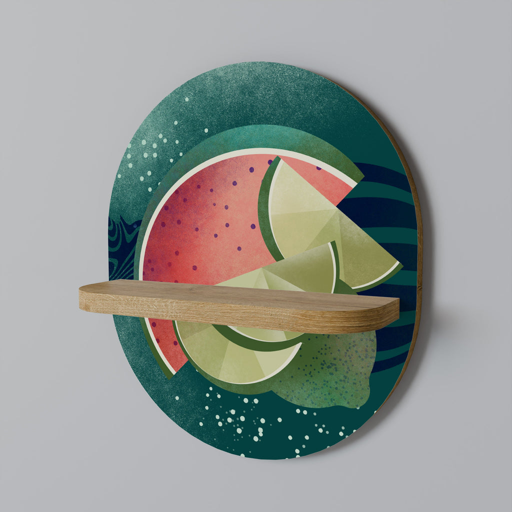 Étagère d'art ovale FRUIT POWER effet chêne