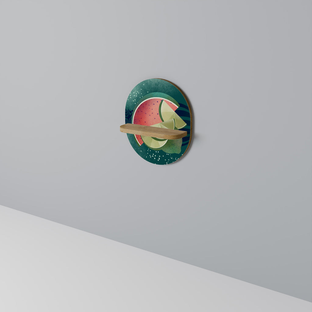 Étagère d'art ovale FRUIT POWER effet chêne