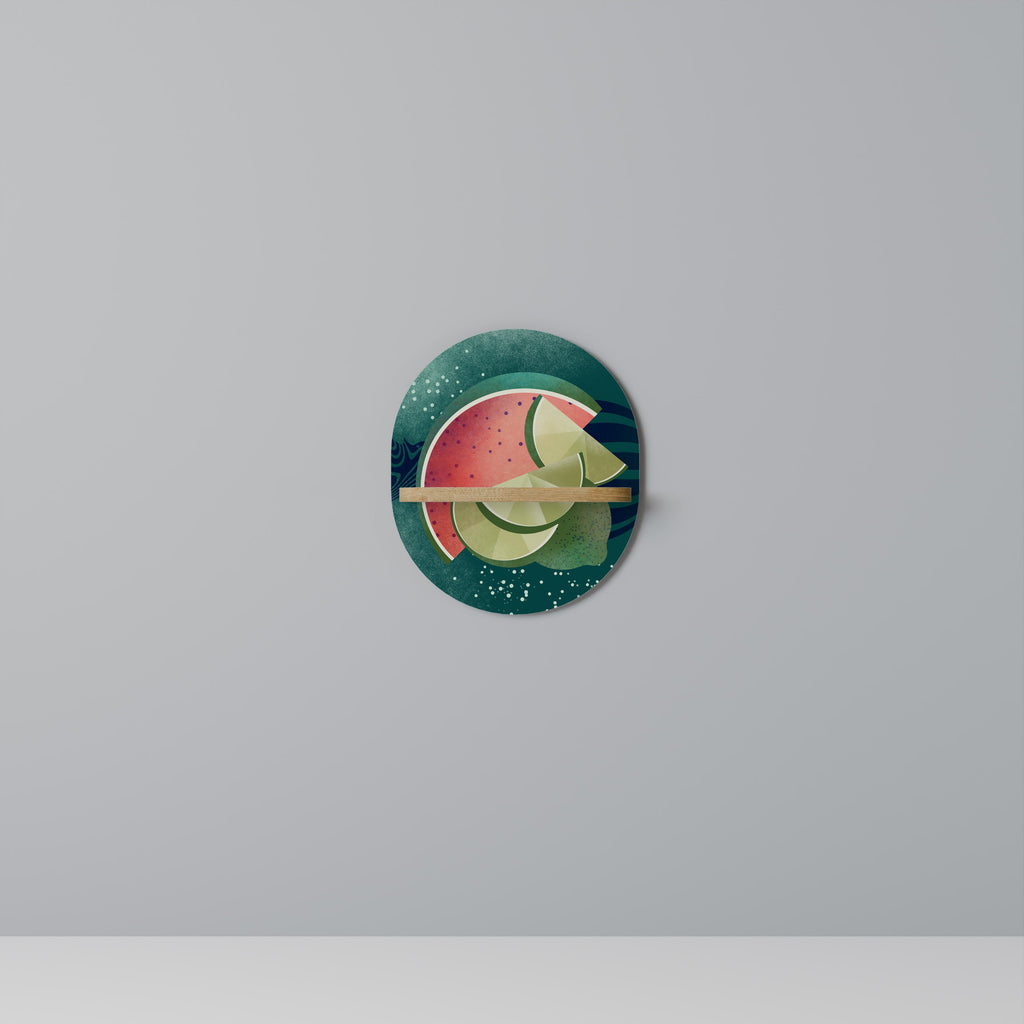 Étagère d'art ovale FRUIT POWER effet chêne