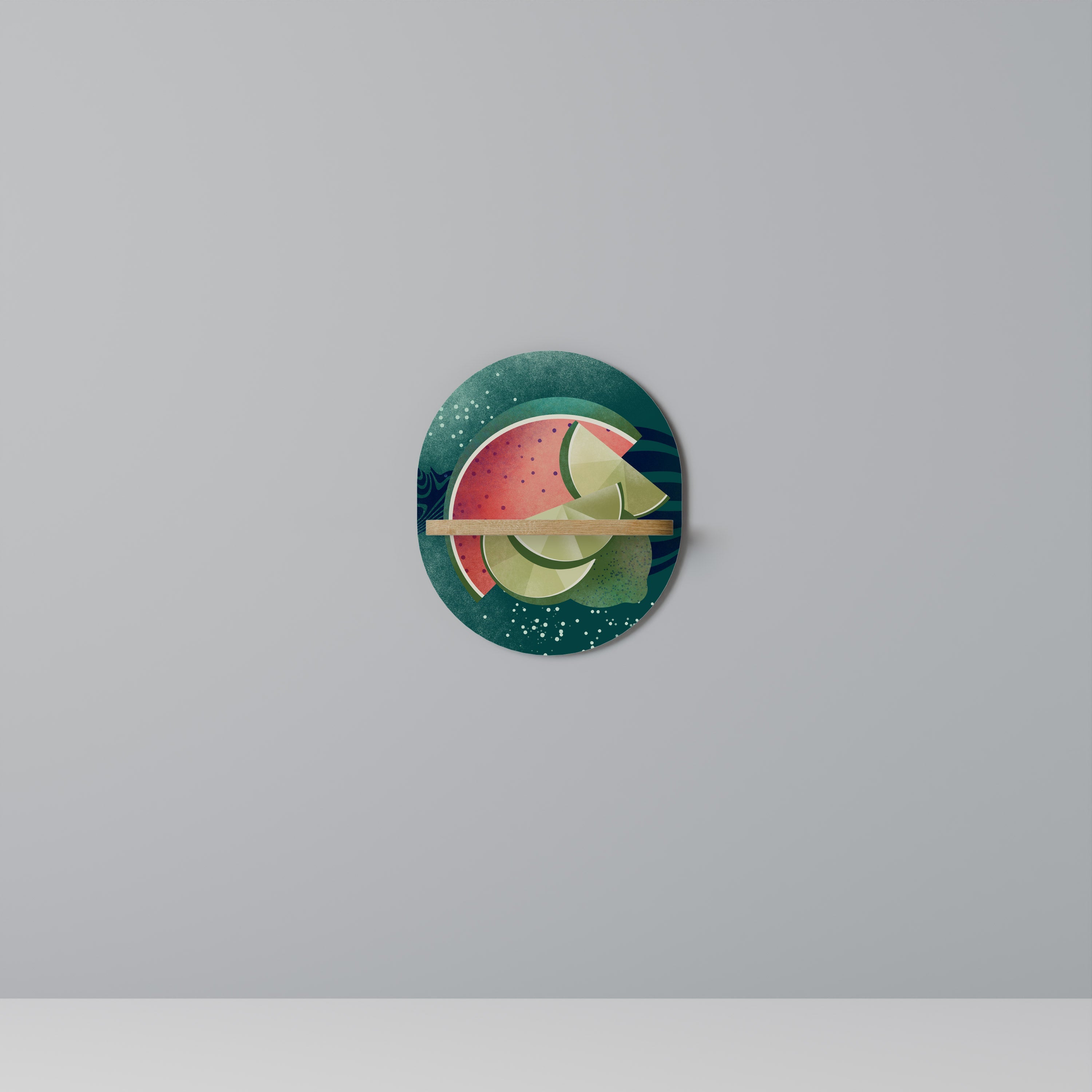 Étagère d'art ovale FRUIT POWER effet chêne