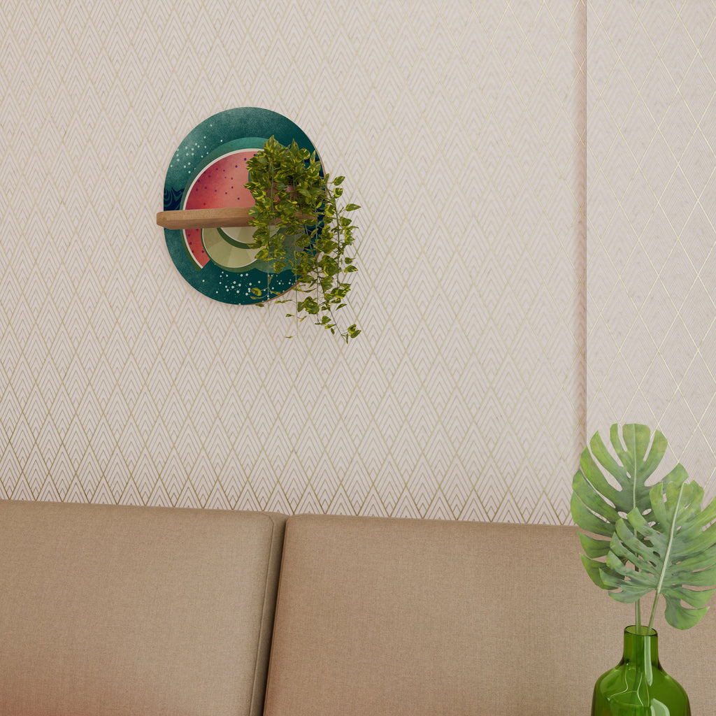 Étagère d'art ovale FRUIT POWER effet chêne