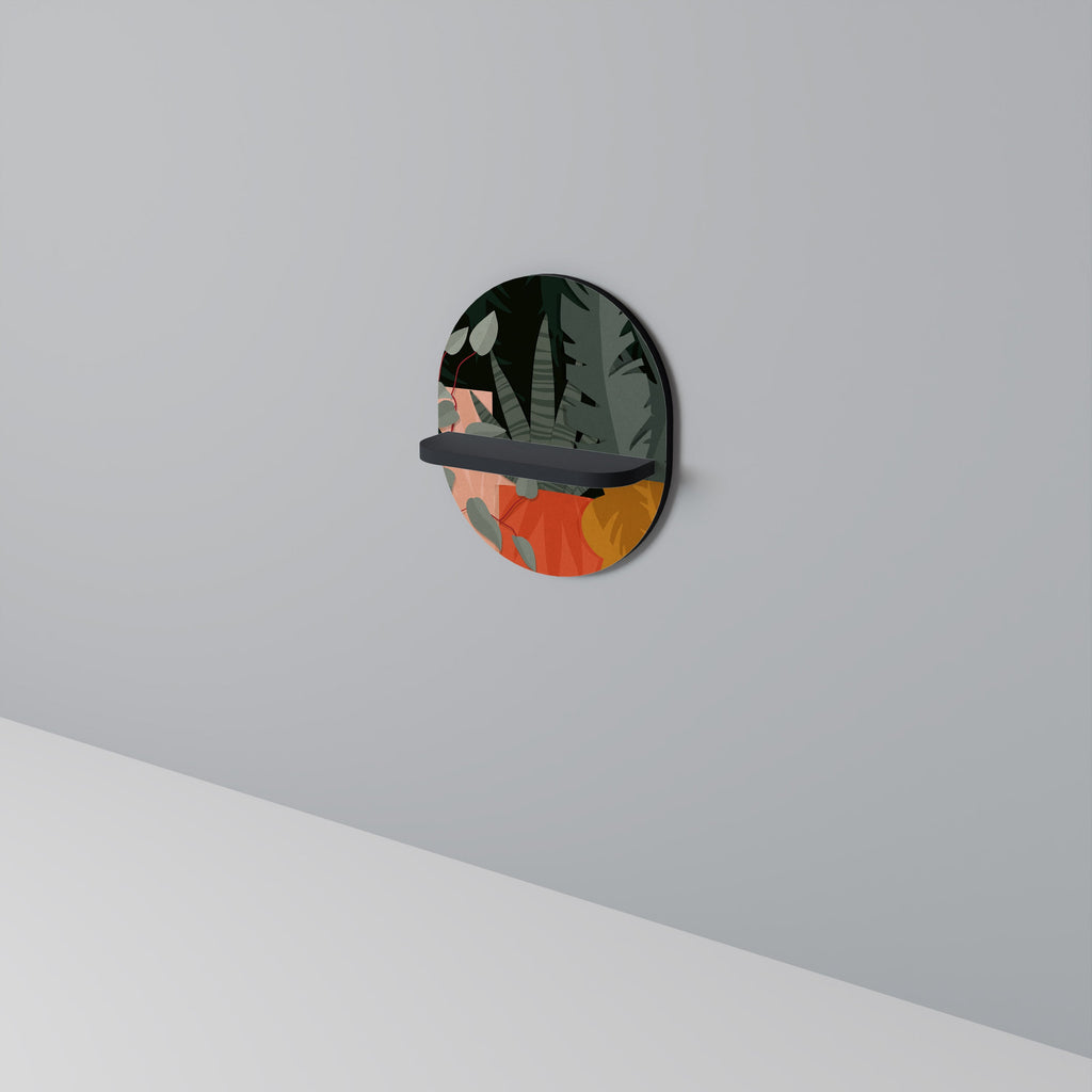 Étagère ovale à composition tropicale, finition noire