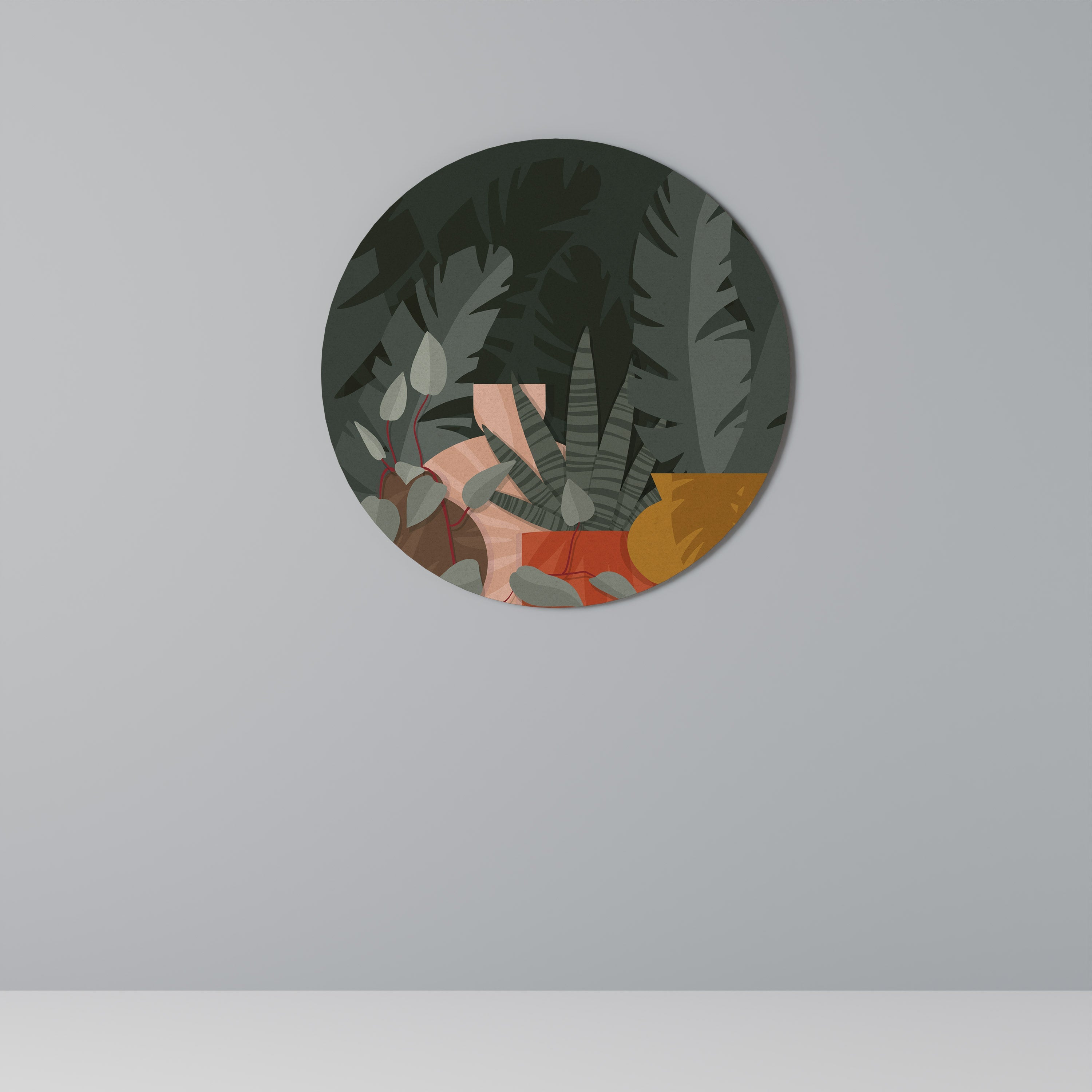 COMPOSITION TROPICALE Art mural rond