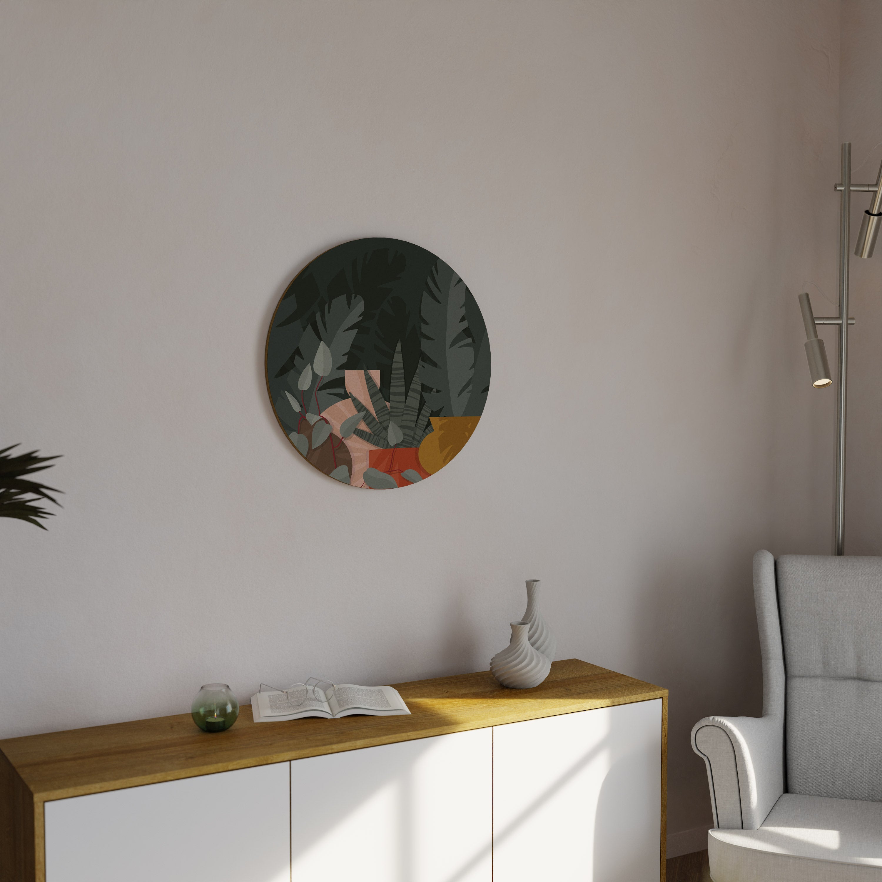 COMPOSITION TROPICALE Art mural rond