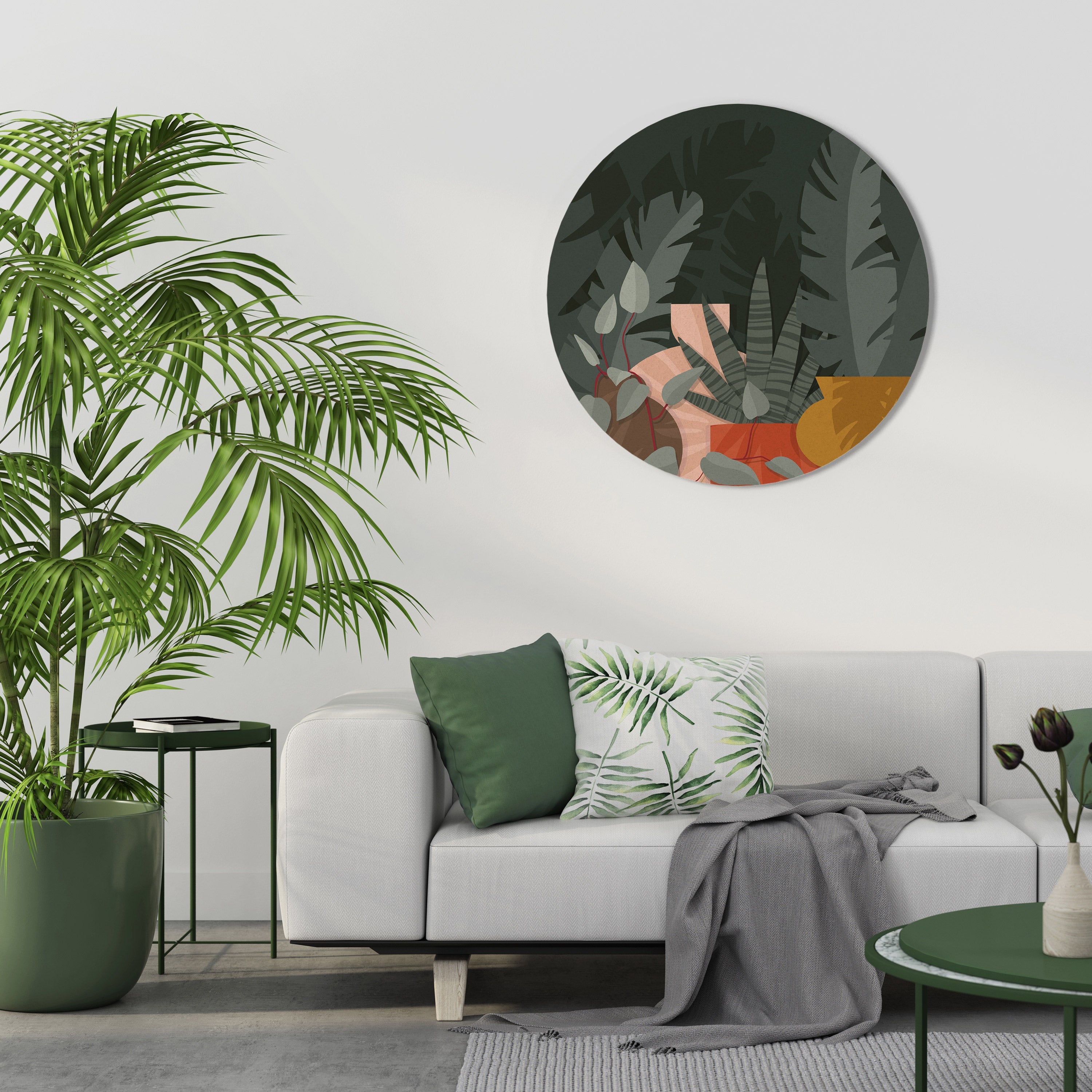 COMPOSITION TROPICALE Art mural rond