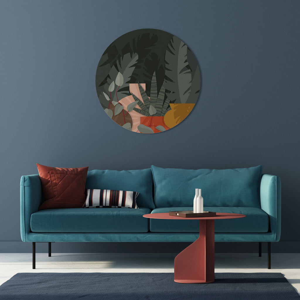 COMPOSITION TROPICALE Art mural rond