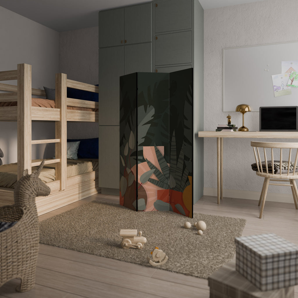 Paravent décoratif à 3 panneaux COMPOSITION TROPICALE