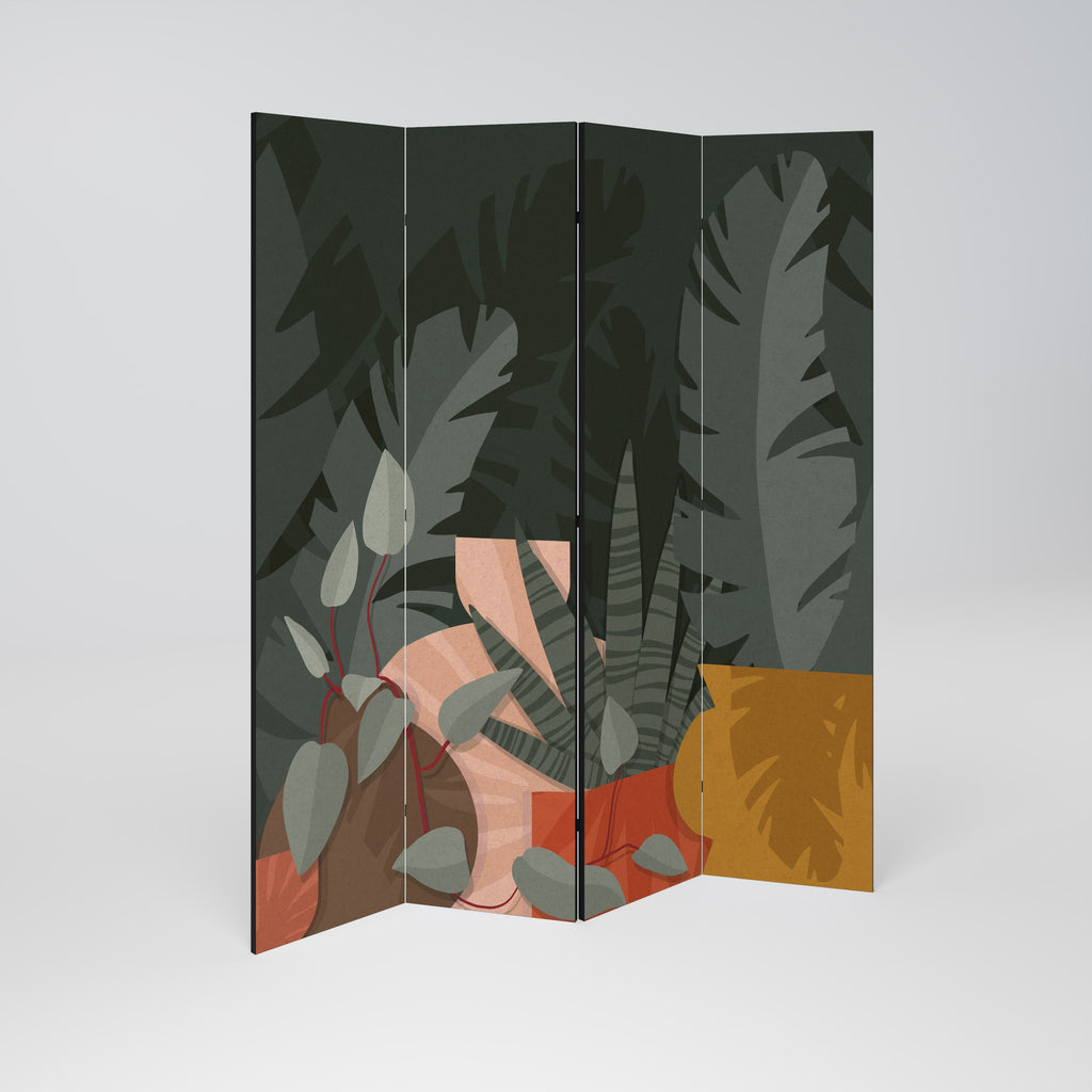 Paravent décoratif à 4 panneaux COMPOSITION TROPICALE