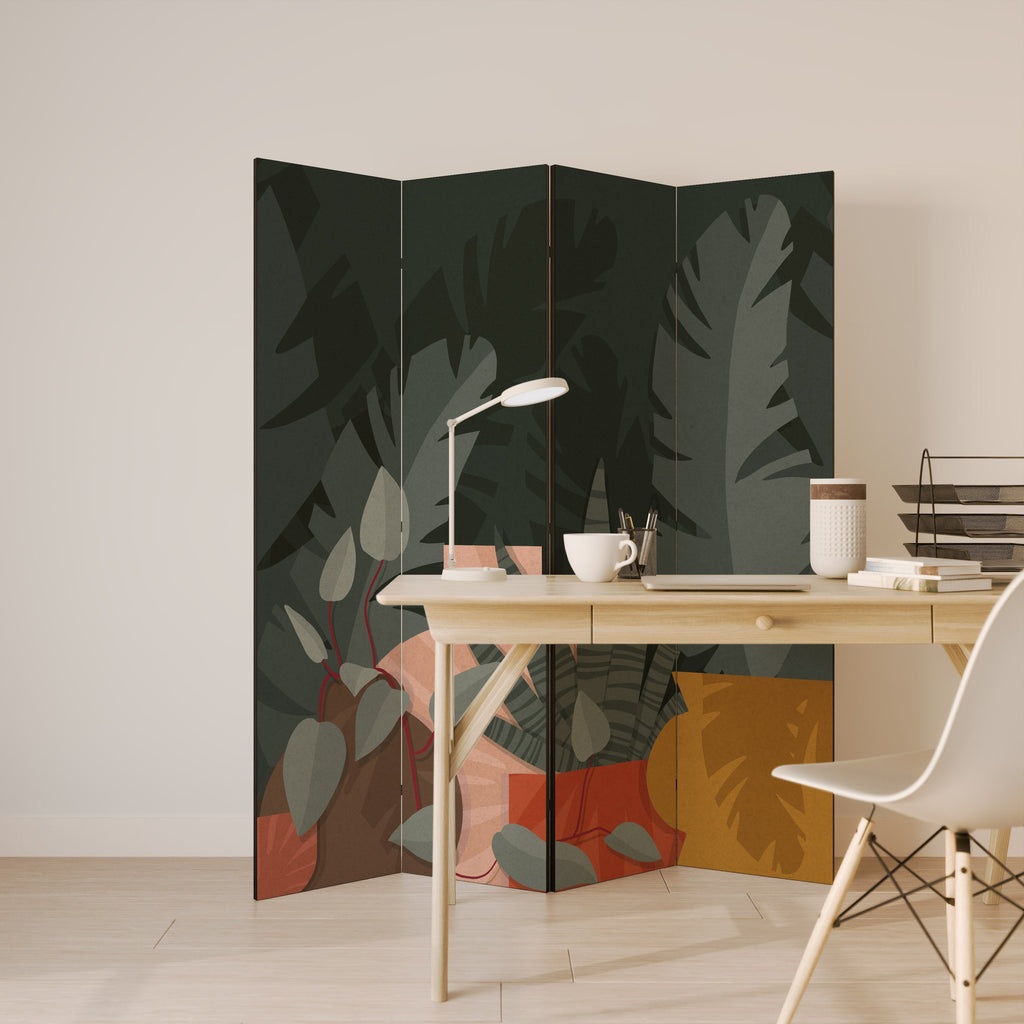 Paravent décoratif à 4 panneaux COMPOSITION TROPICALE