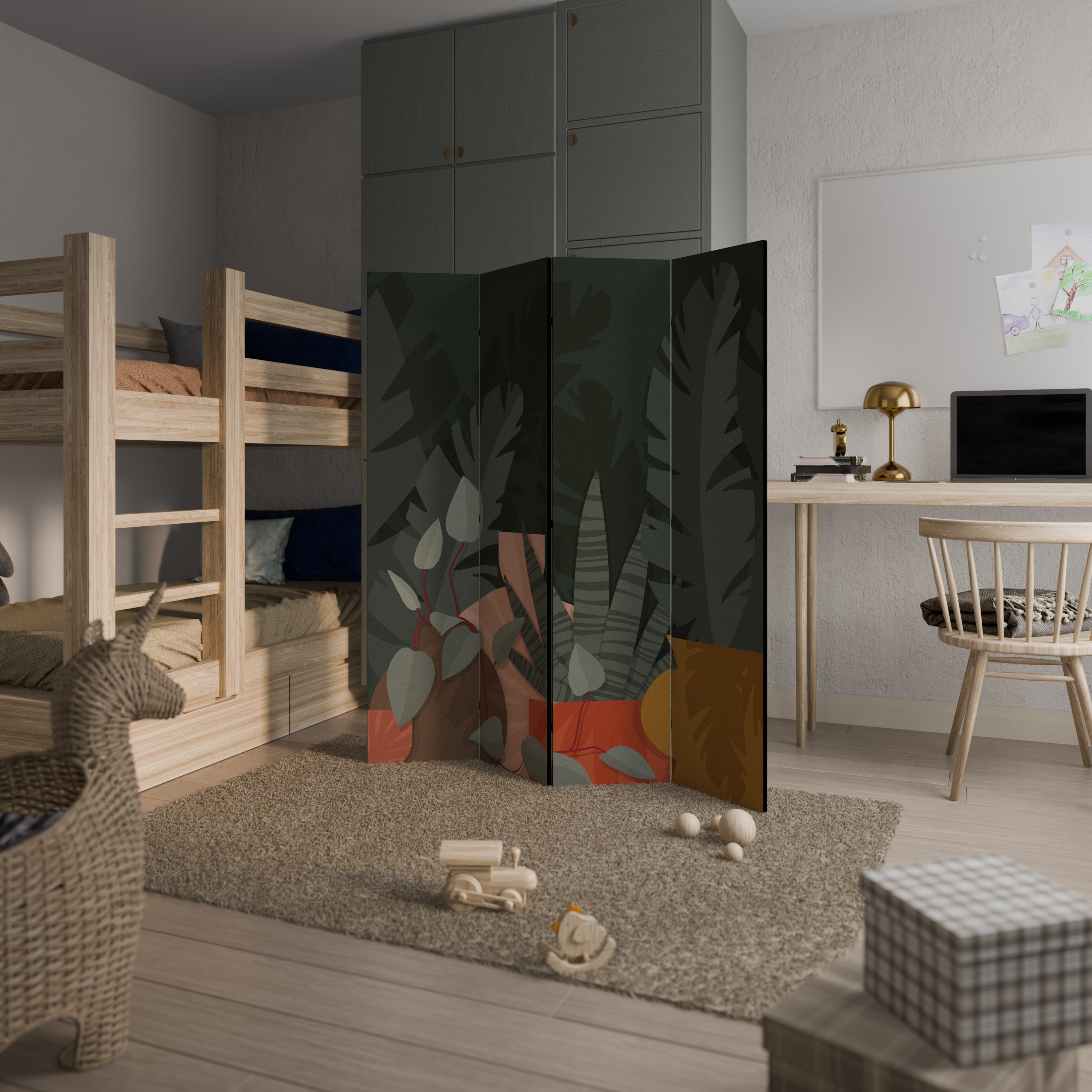 Paravent décoratif à 4 panneaux COMPOSITION TROPICALE