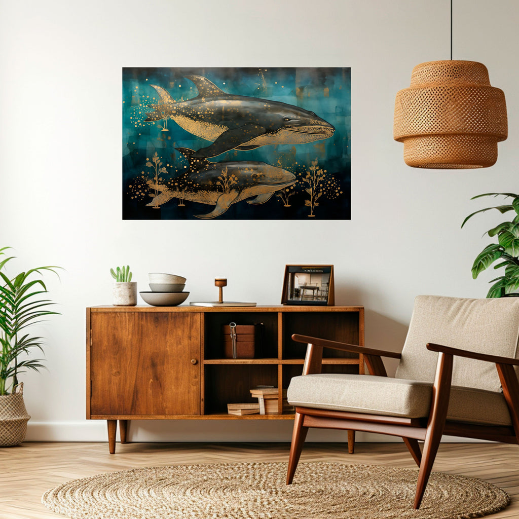 AQUATIC ELEGANCE Peel and Stick Horizontal Poster
