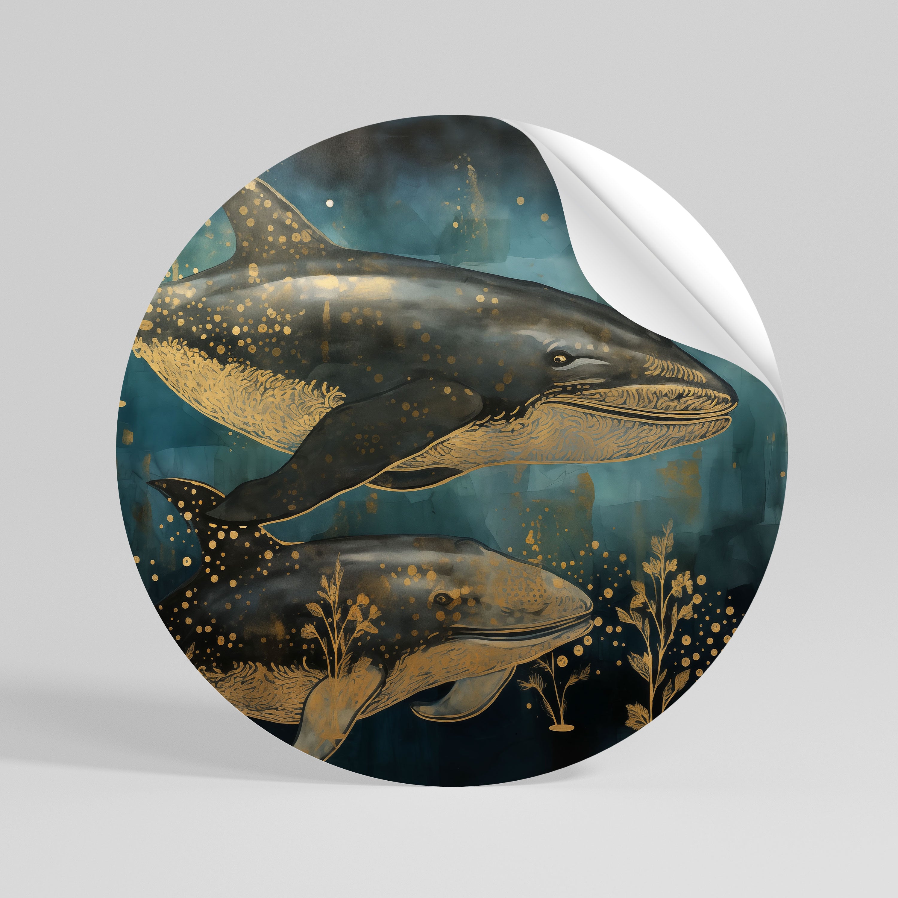 AQUATIC ELEGANCE Peel and Stick Round Sticker