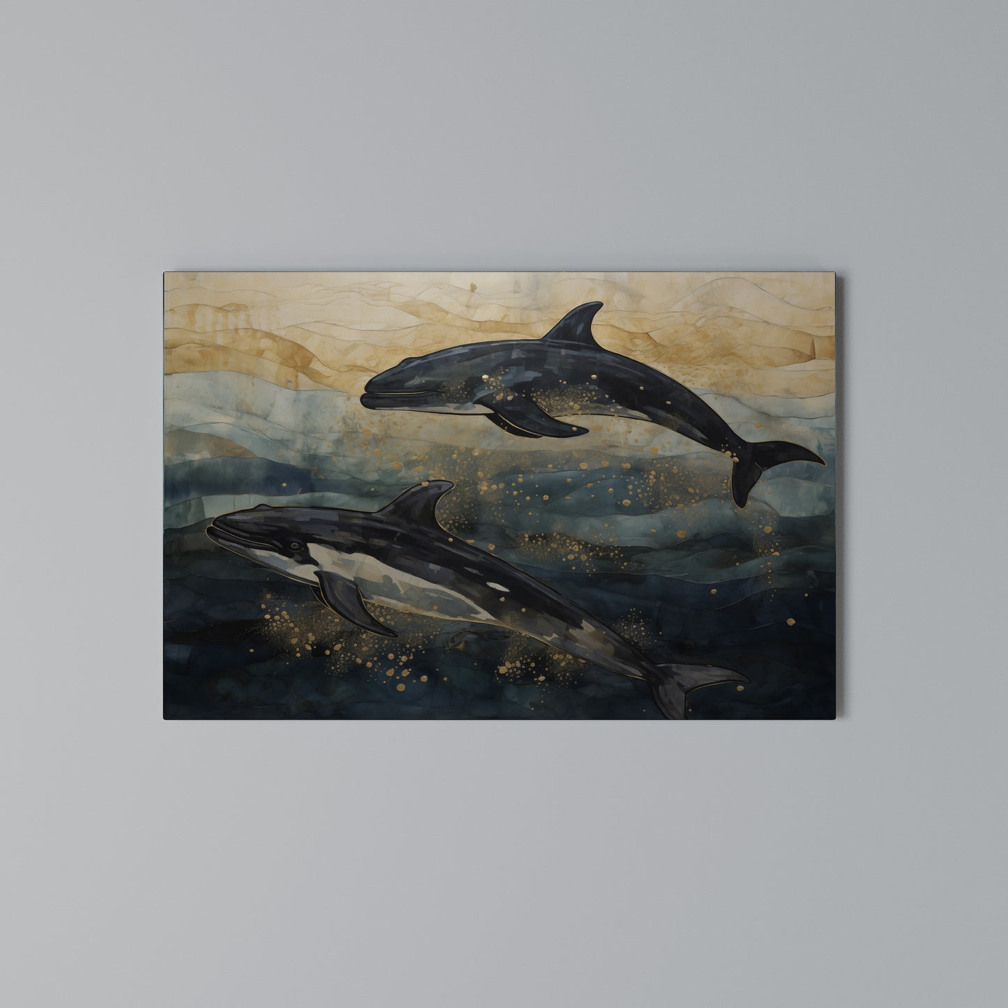 GOLDEN WAVES Horizontal Canvas Print