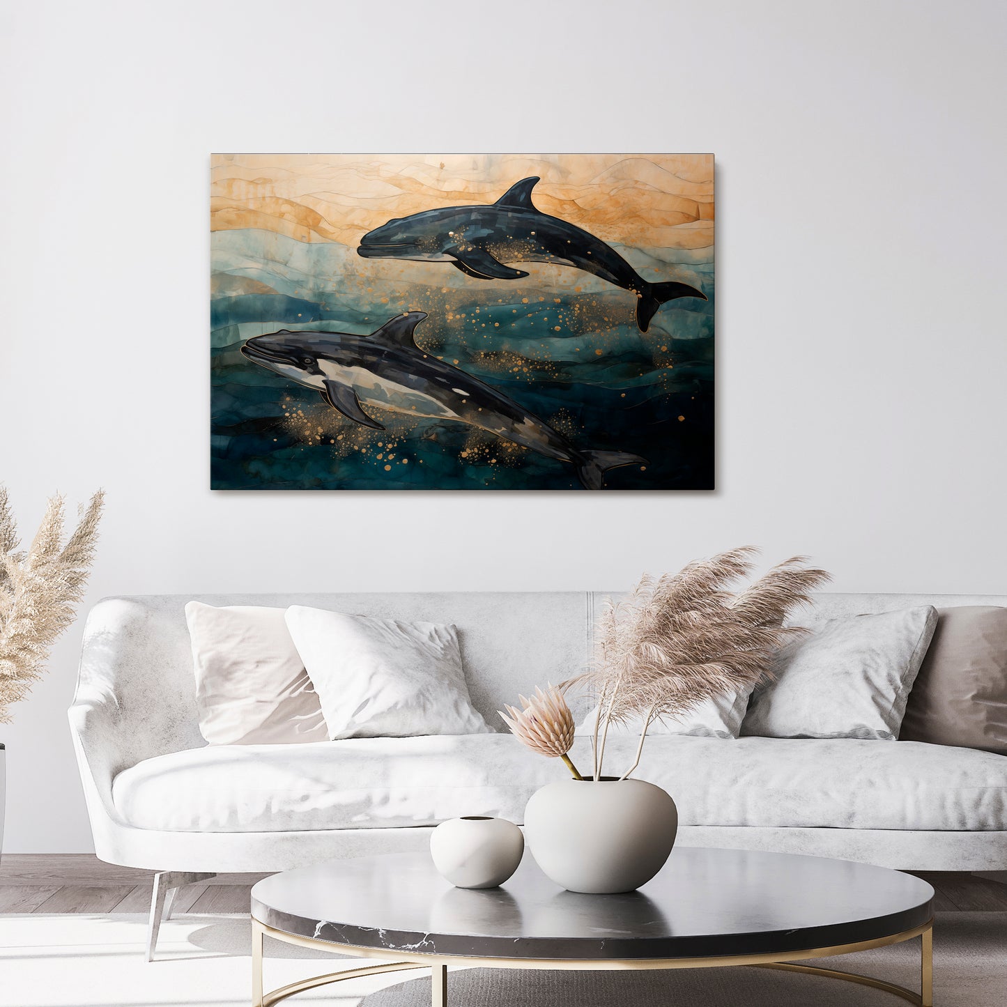GOLDEN WAVES Horizontal Canvas Print