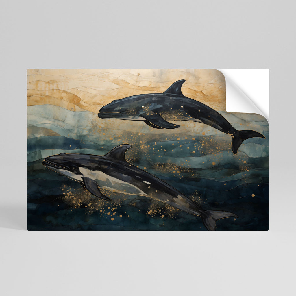 Affiche horizontale autocollante « VAGUES DORÉES »