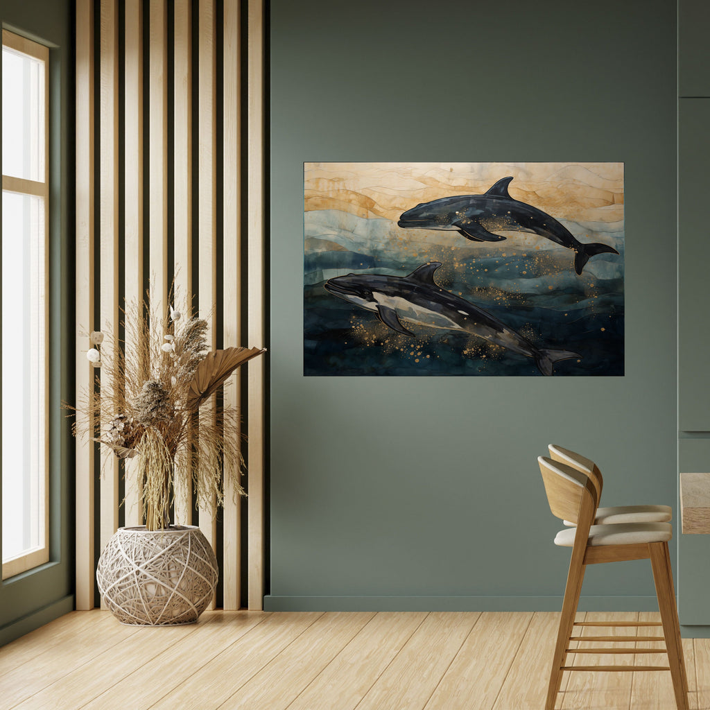 Affiche horizontale autocollante « VAGUES DORÉES »