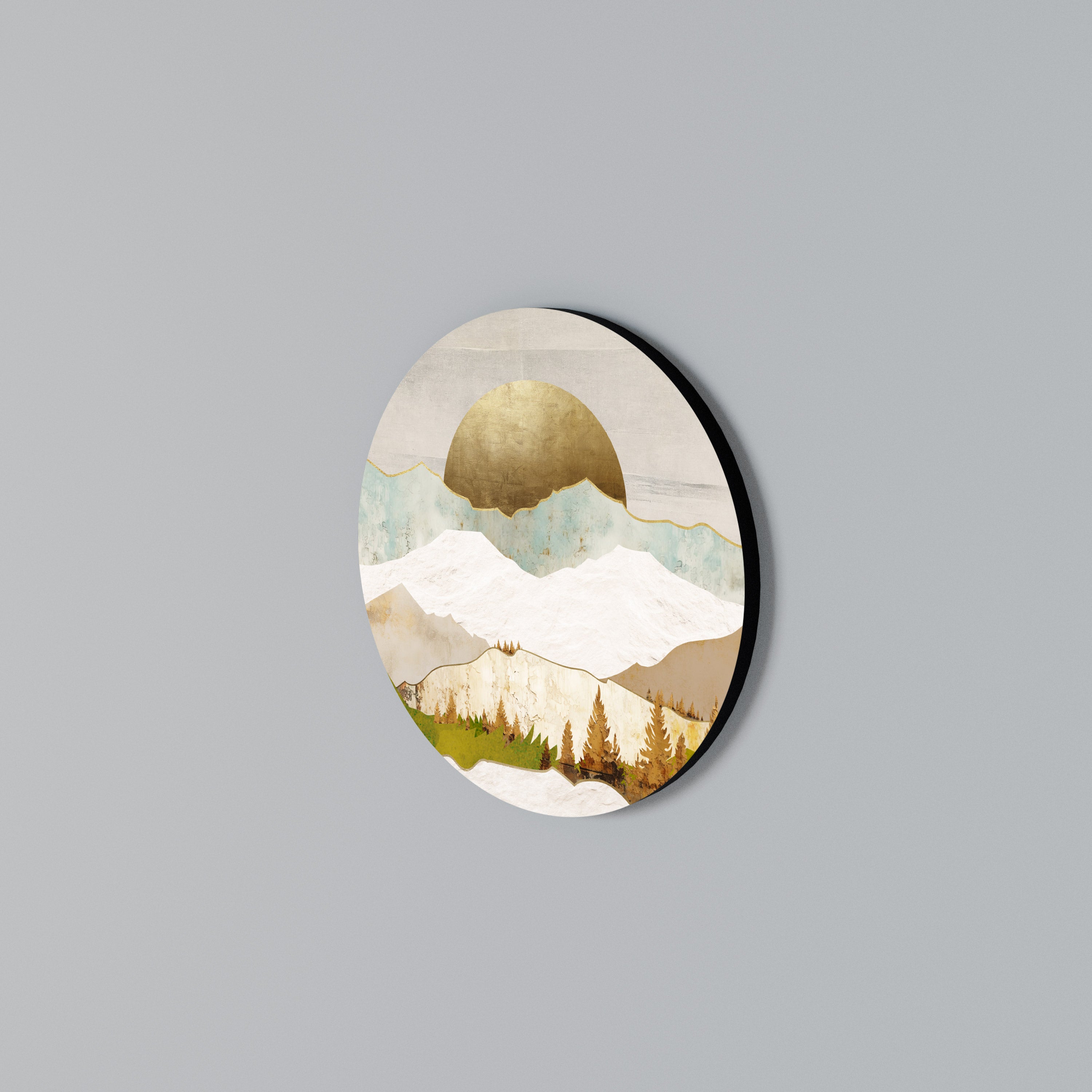GOLDEN WINTER Round Wall Art