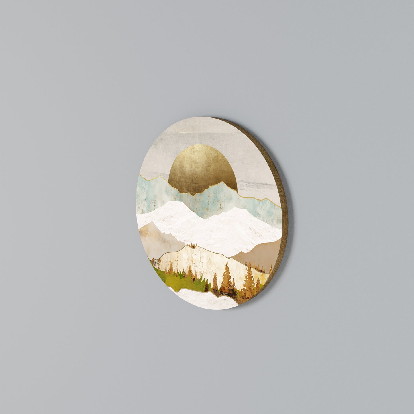 GOLDEN WINTER Round Wall Art