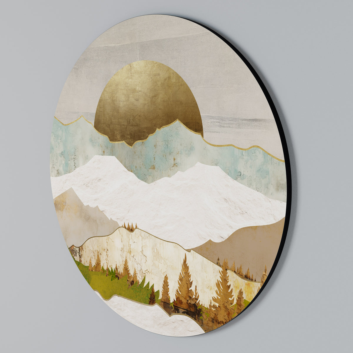 GOLDEN WINTER Round Wall Art