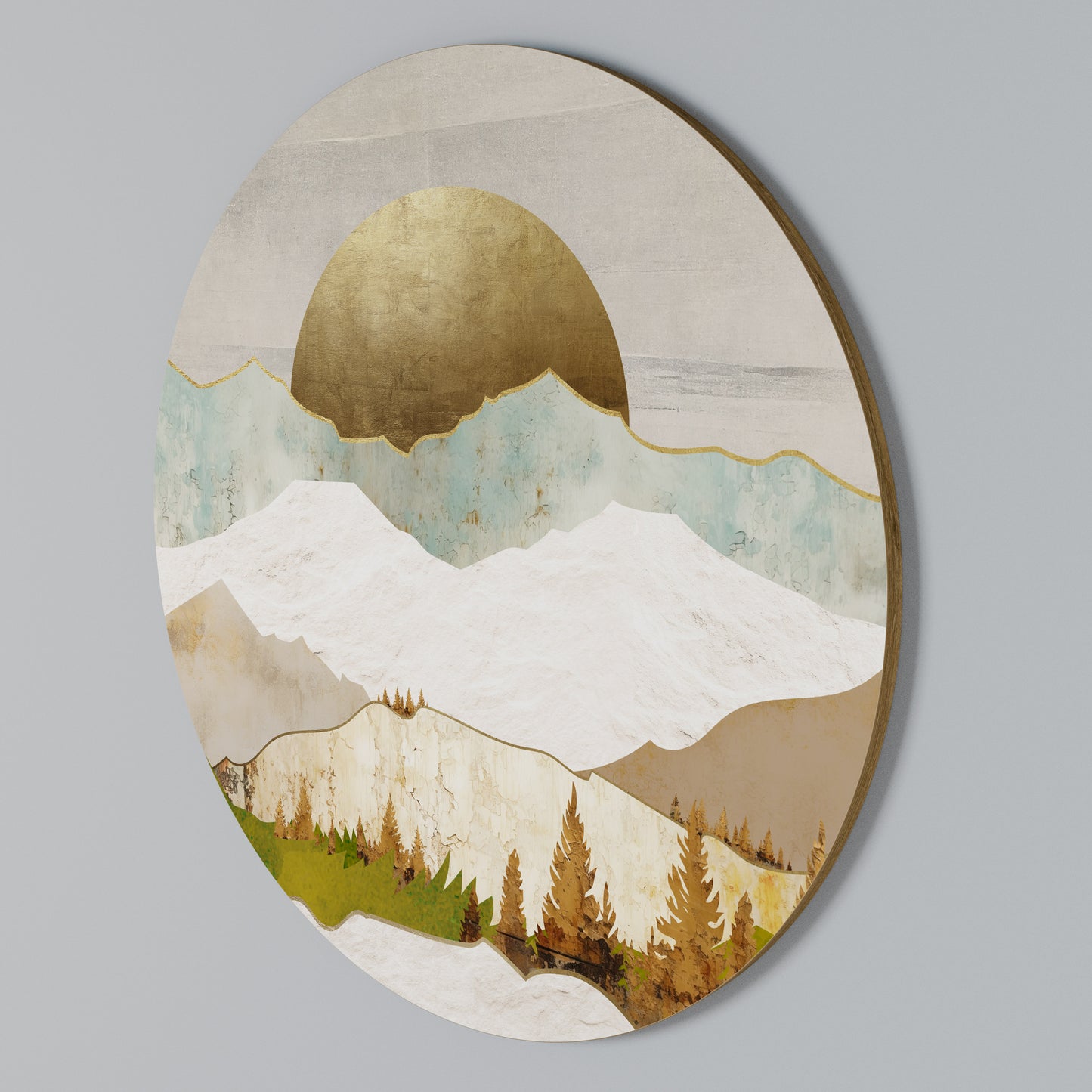 GOLDEN WINTER Round Wall Art