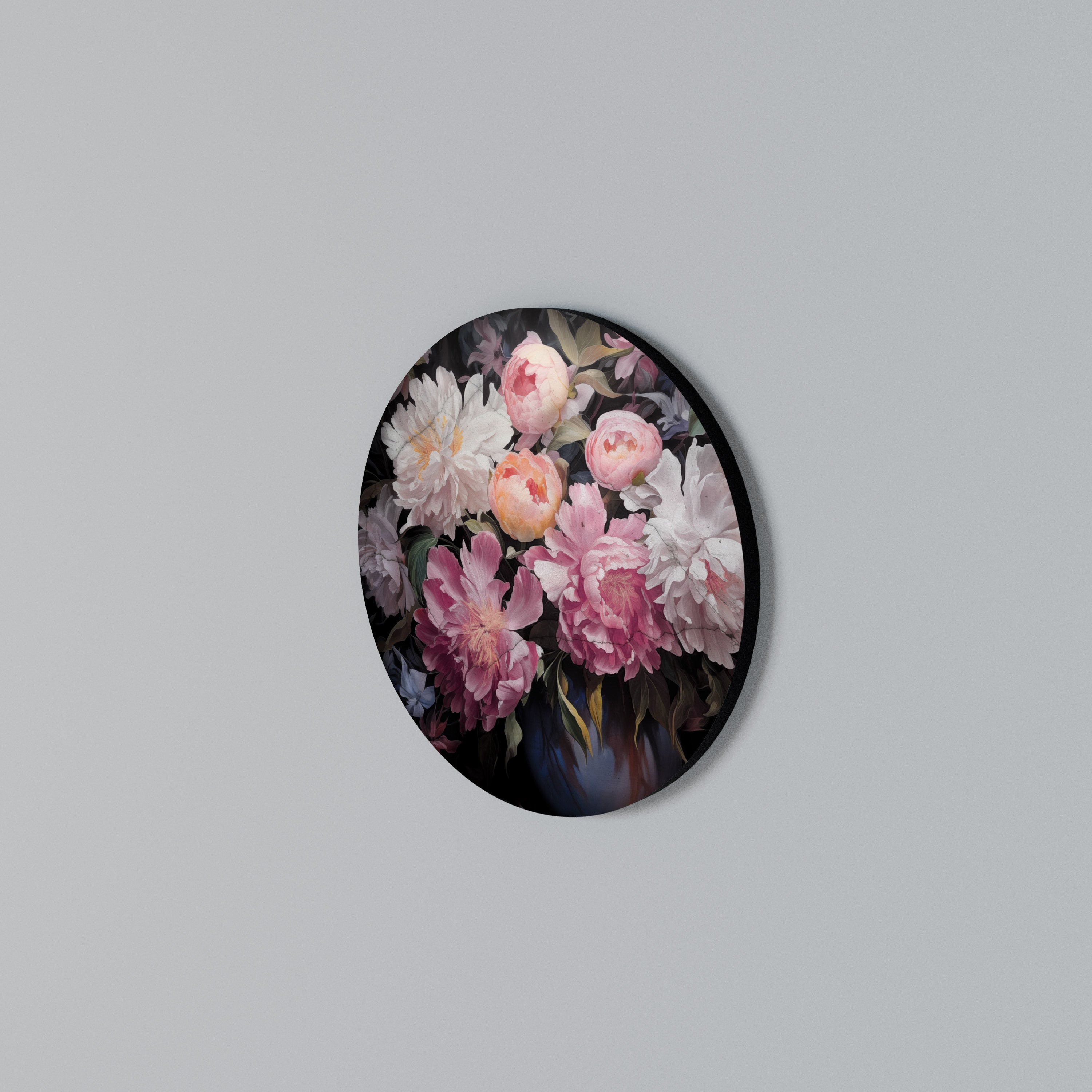 CRASHED PEONIES Round Wall Art