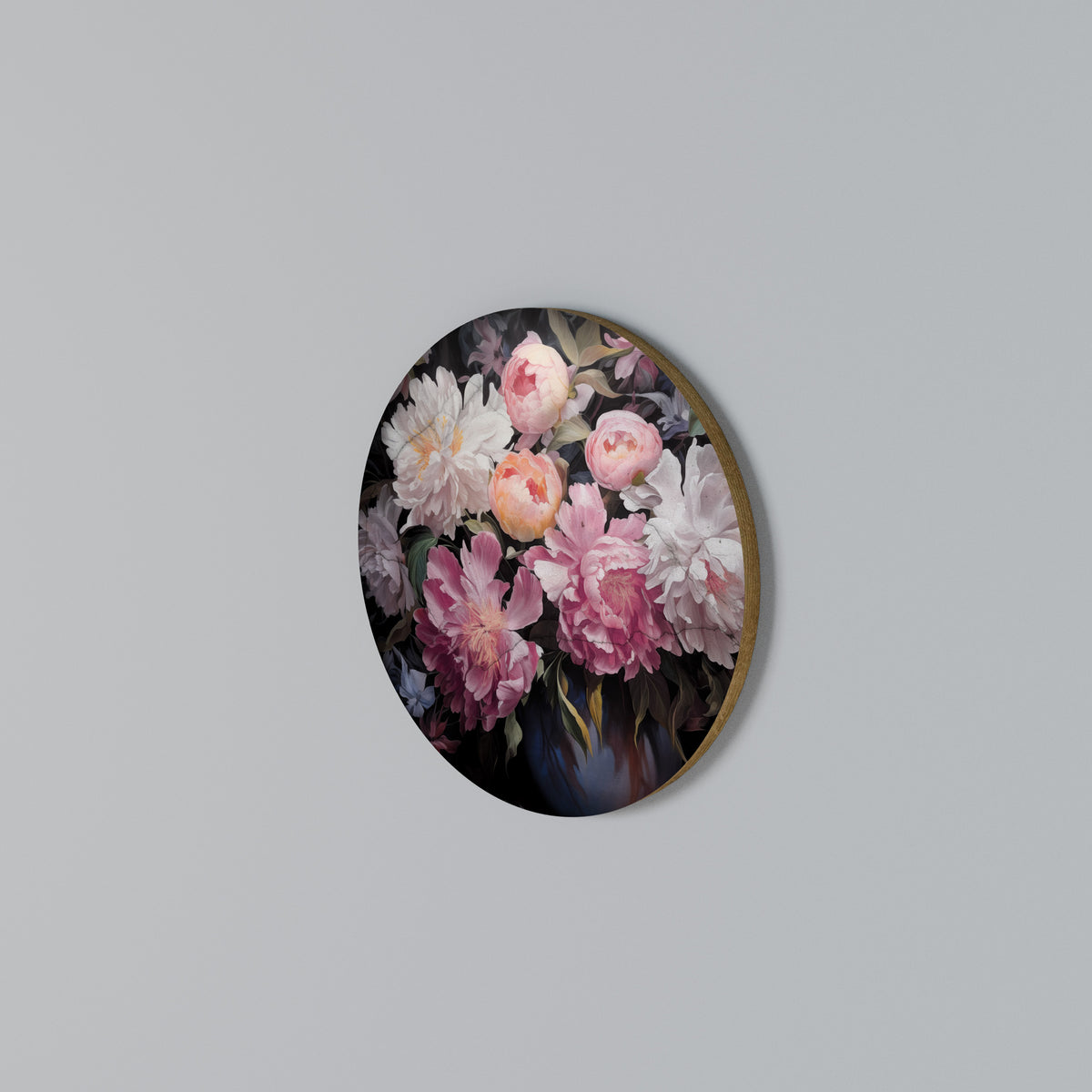CRASHED PEONIES Round Wall Art
