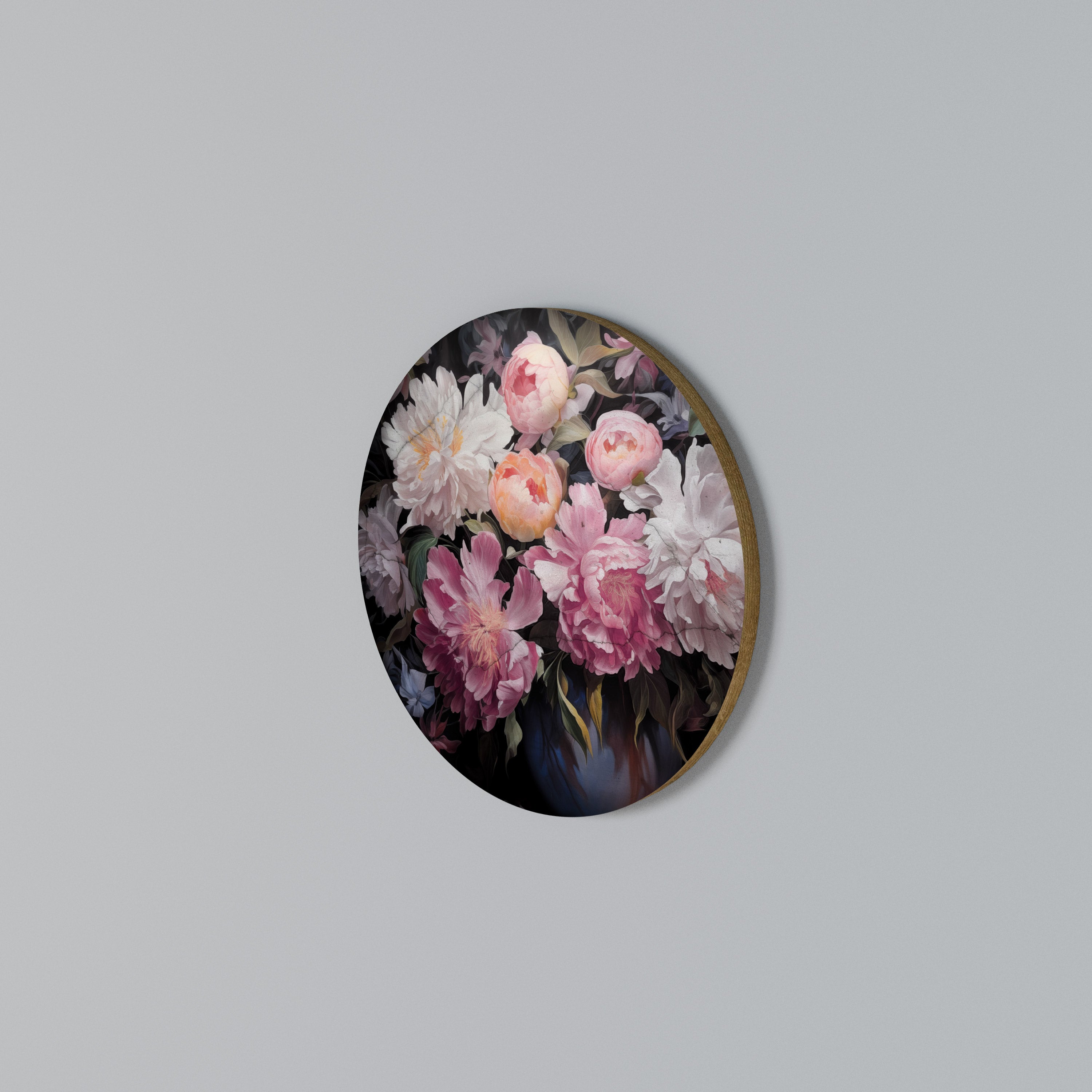 CRASHED PEONIES Round Wall Art