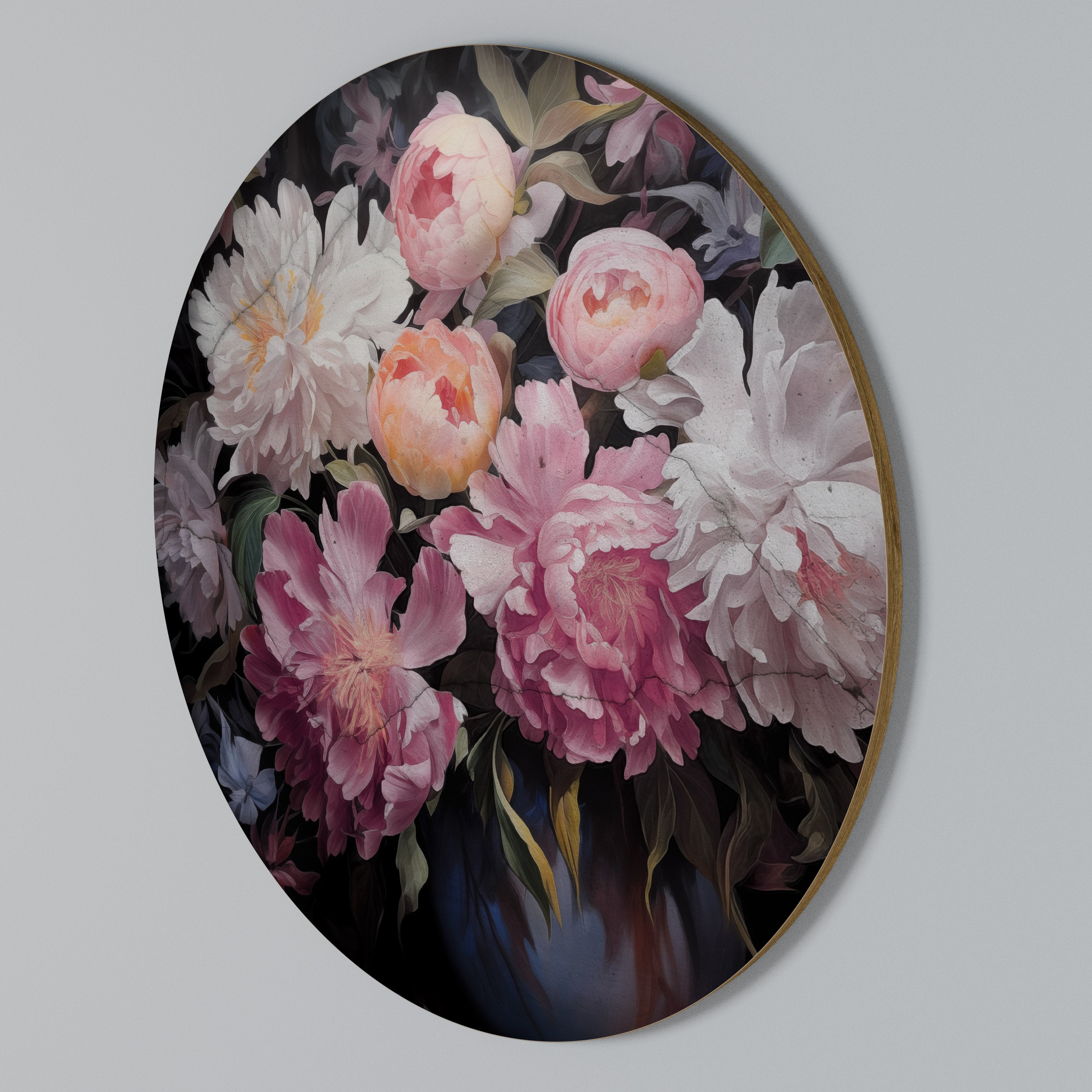 CRASHED PEONIES Round Wall Art