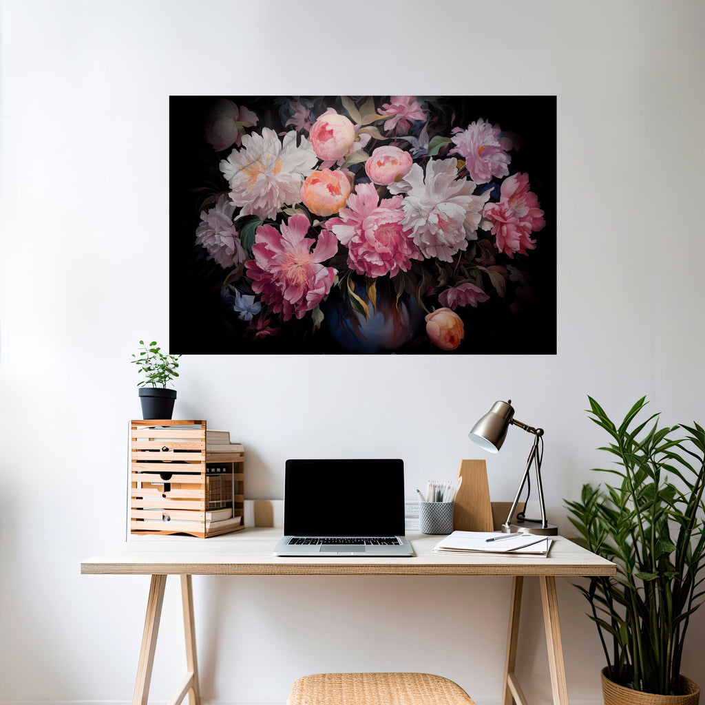 CRASHED PEONIES Peel and Stick Horizontal Poster