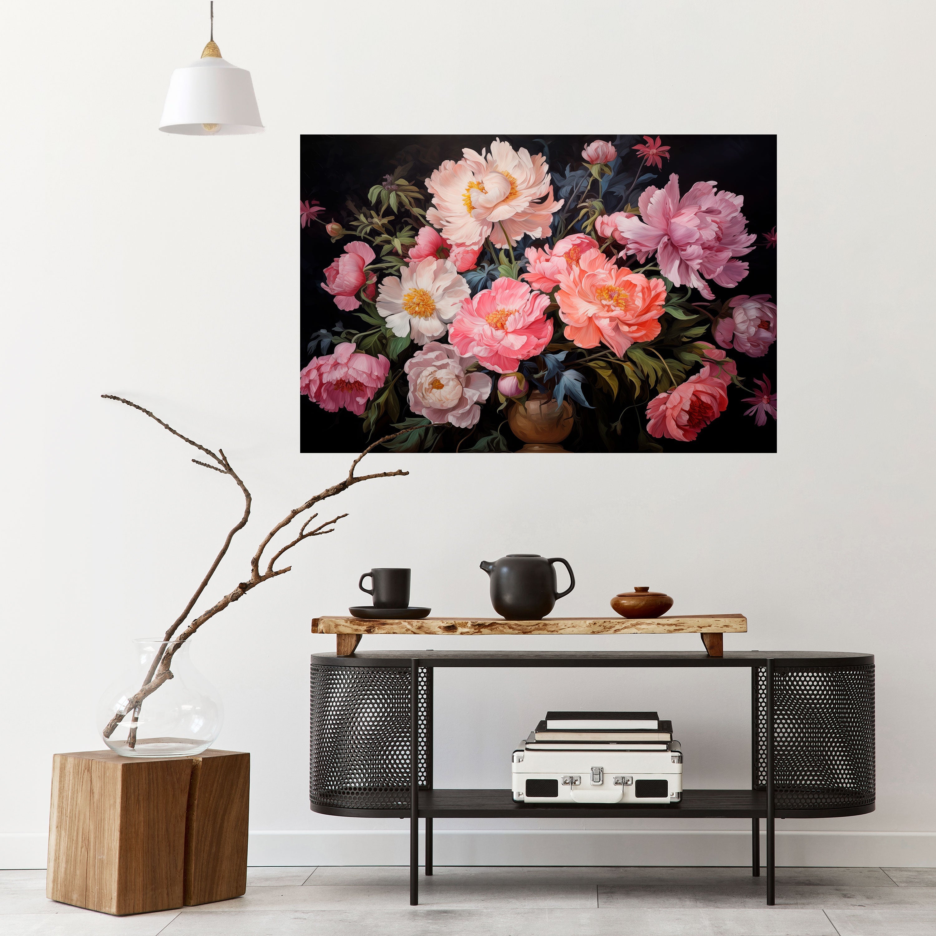 Affiche horizontale autocollante « FLEURS DE PIVOINES »