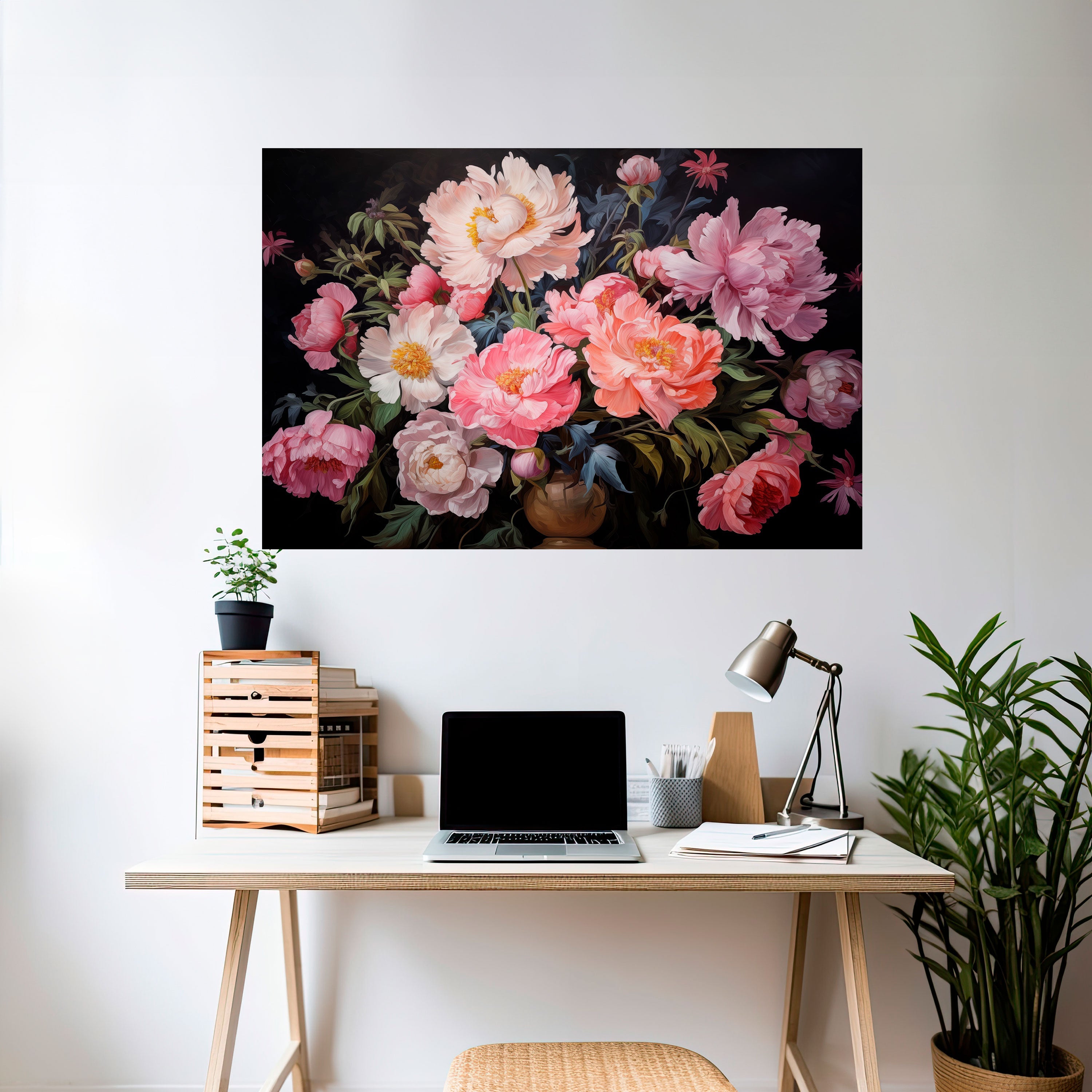 Affiche horizontale autocollante « FLEURS DE PIVOINES »