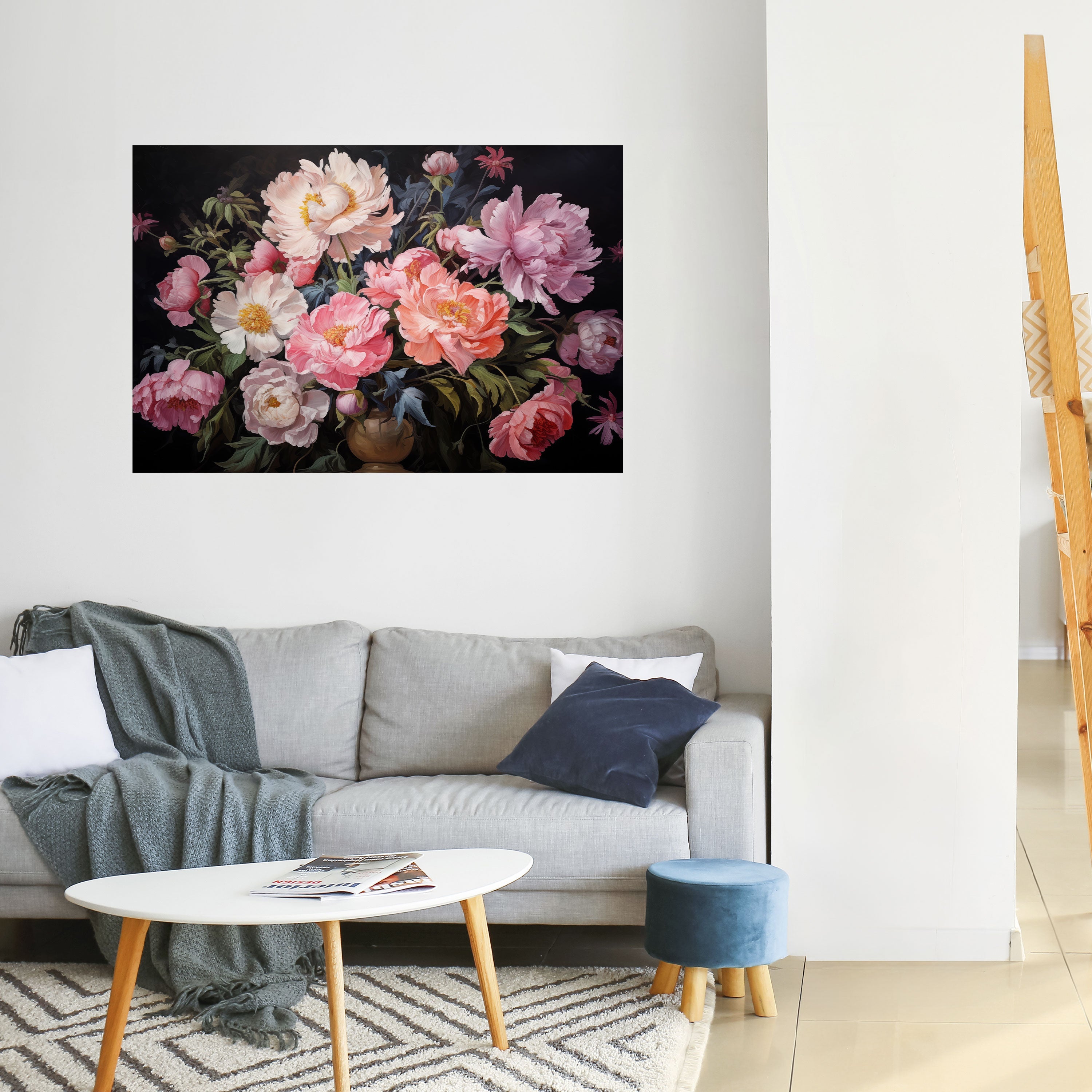 Affiche horizontale autocollante « FLEURS DE PIVOINES »
