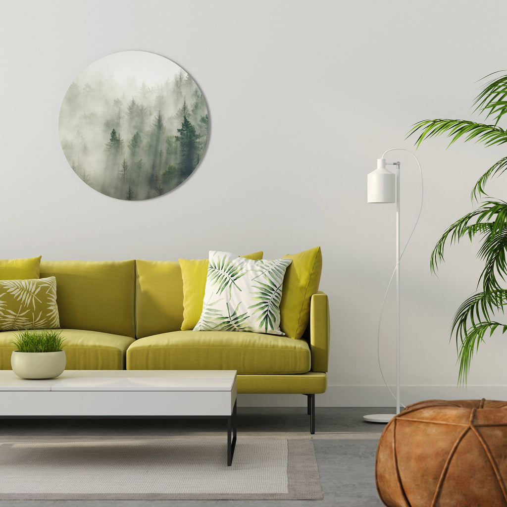 Décoration murale ronde FORÊT BRUMEUSE