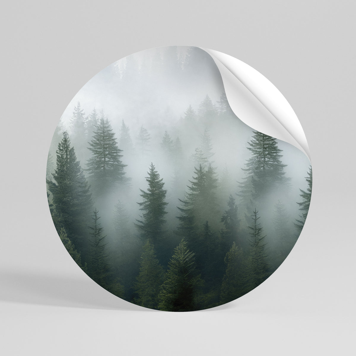 FOGGY CREST Peel and Stick Round Sticker