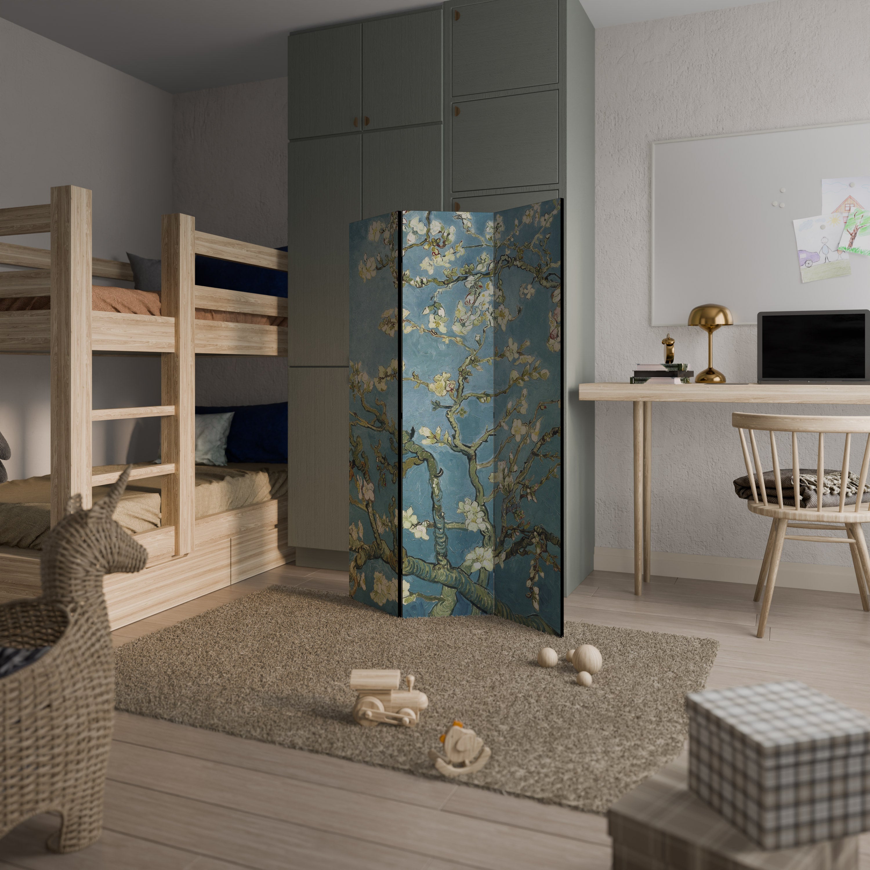 Paravent décoratif à 3 panneaux ALMOND BLOSSOM