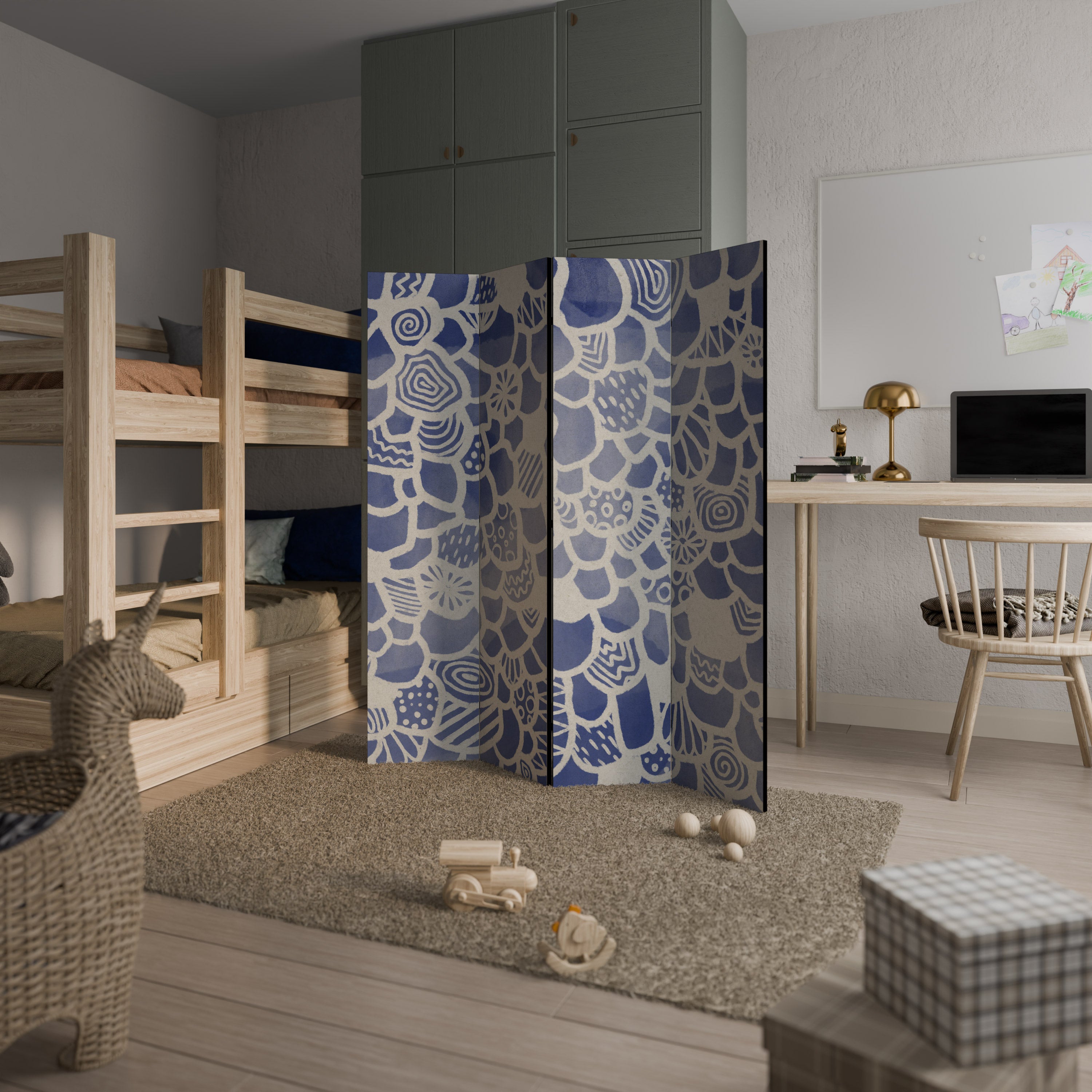 SAPHIRE Séparateur de pièce décoratif à 4 panneaux TESSERA