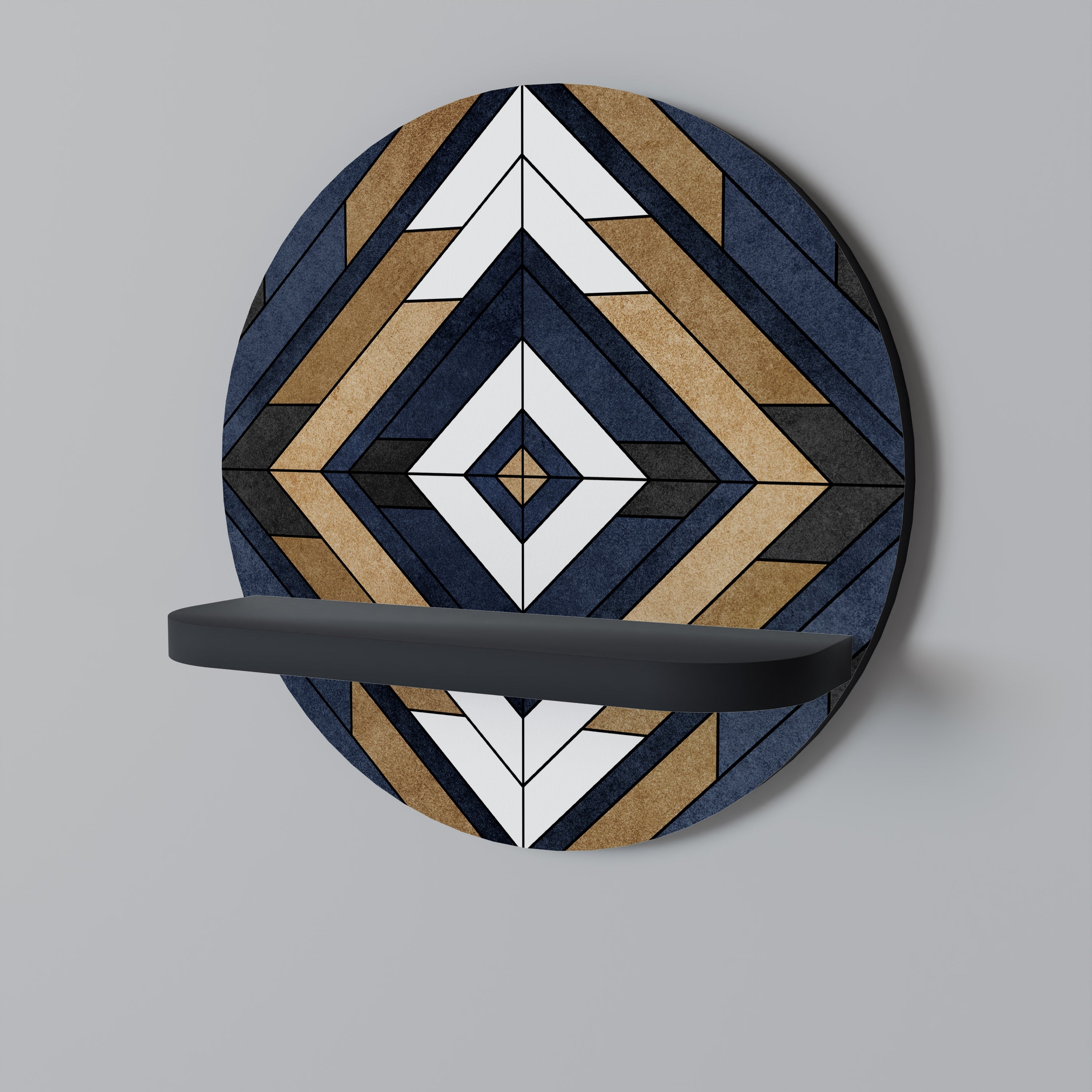 Étagère d'art ronde ARTFUL GEOMETRY en finition noire