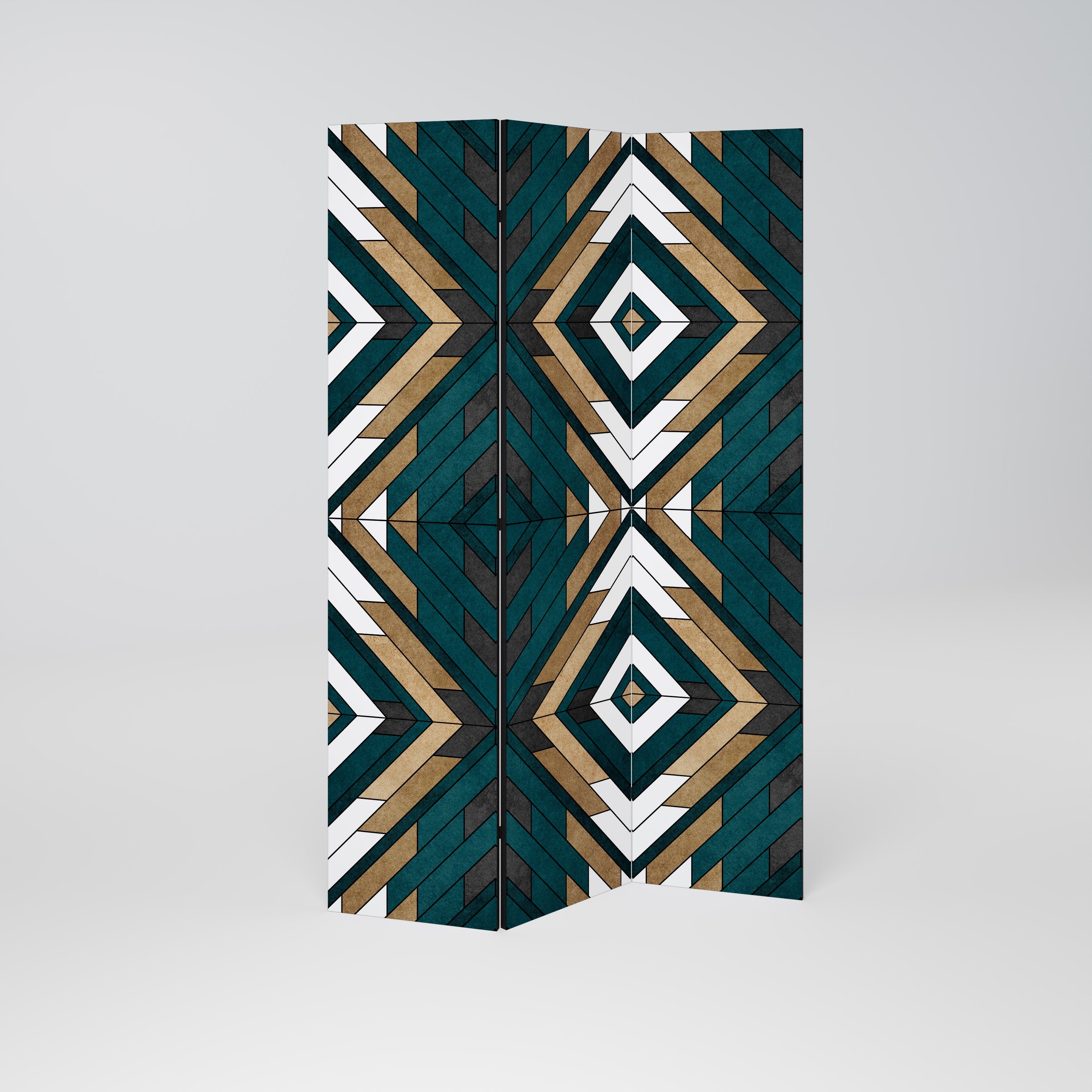 Séparateur de pièce décoratif à 3 panneaux GÉOMÉTRIE ARTISTIQUE