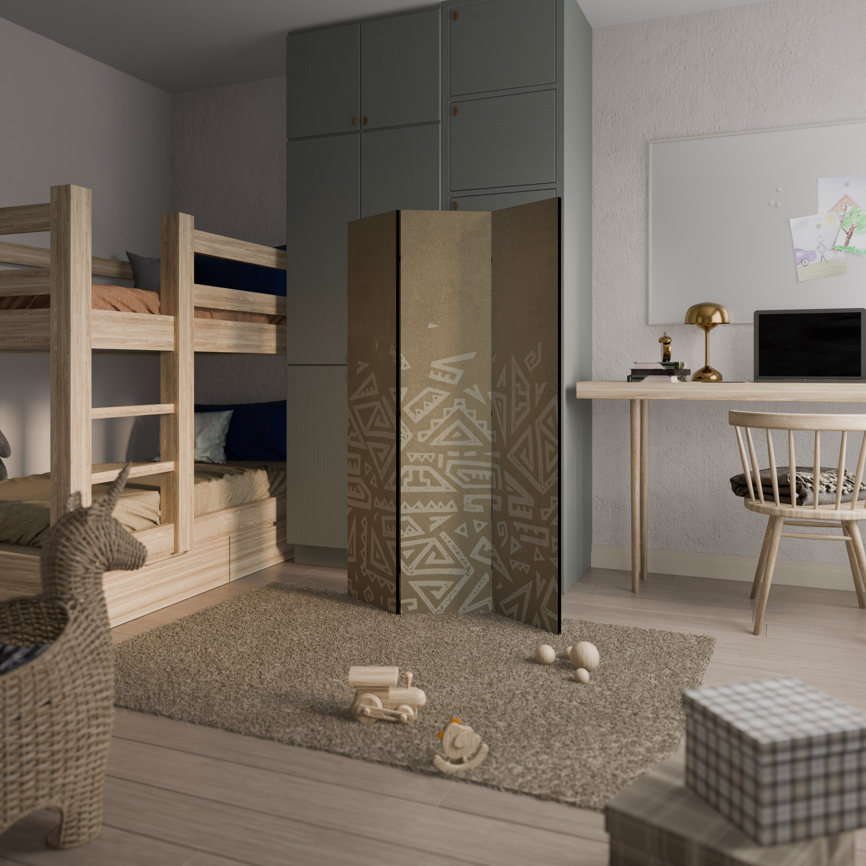 SUPERPOSITION CULTURELLE Séparateur de pièce décoratif à 3 panneaux