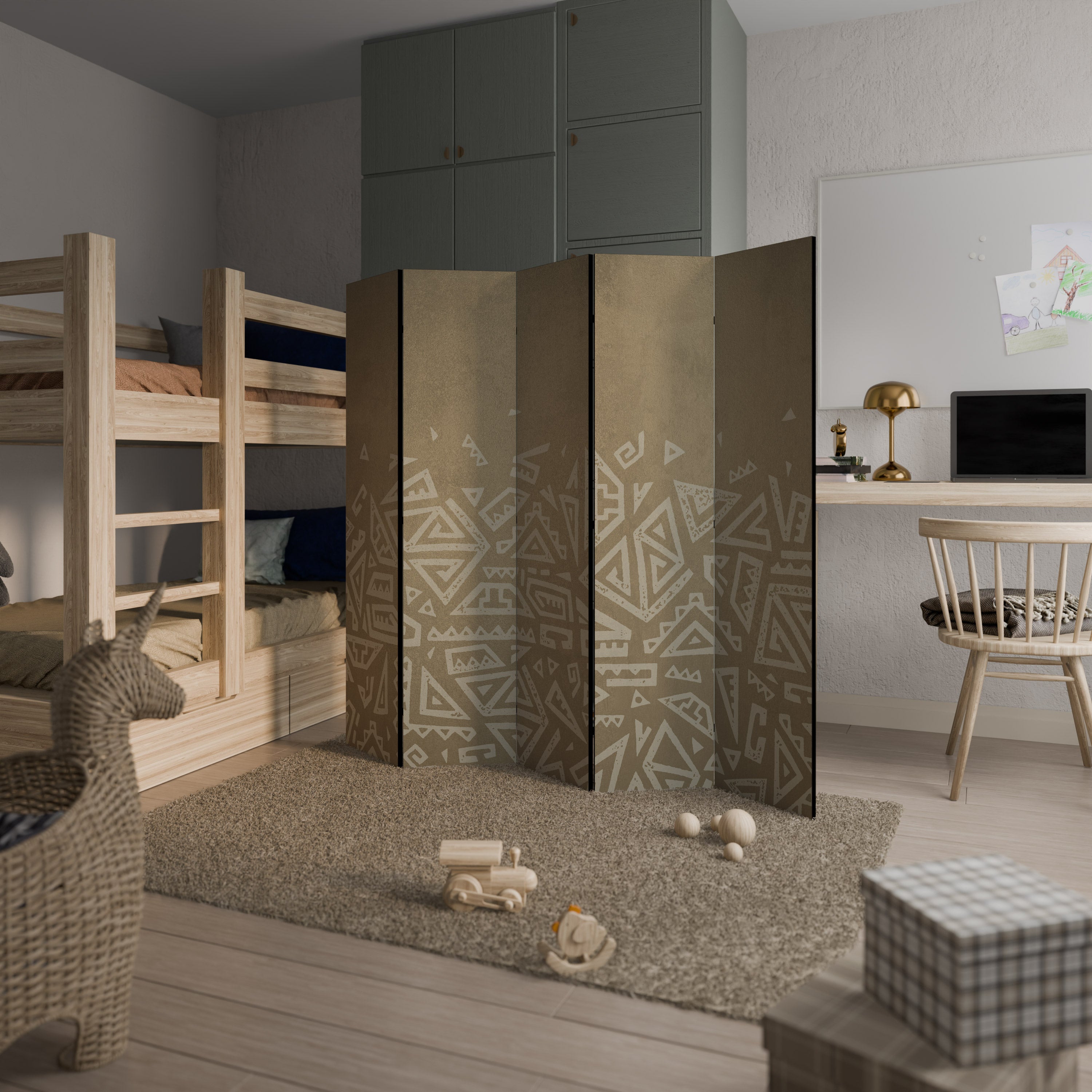 SUPERPOSITION CULTURELLE Séparateur de pièce décoratif à 5 panneaux