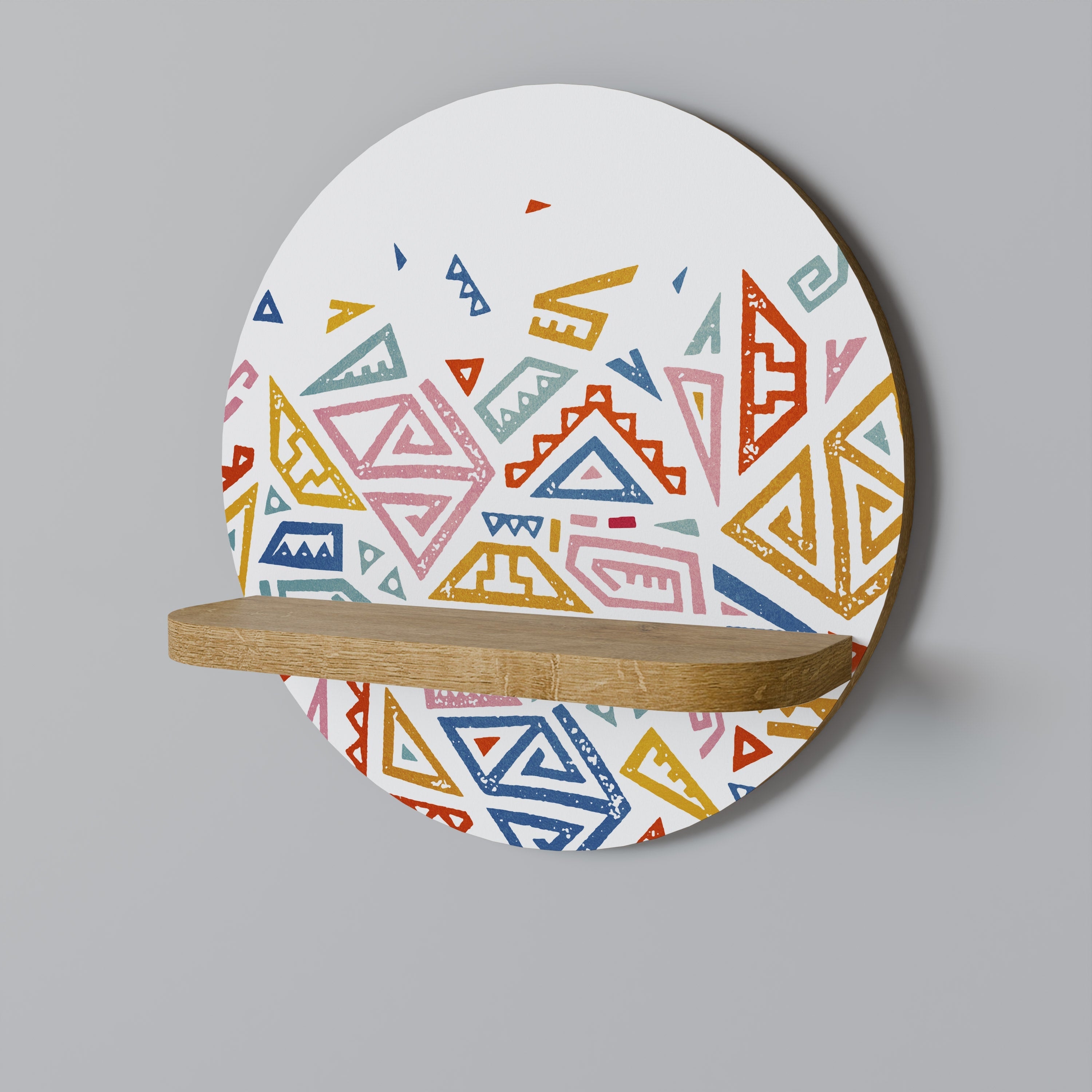 Étagère d'art ronde Angular Feeling effet chêne