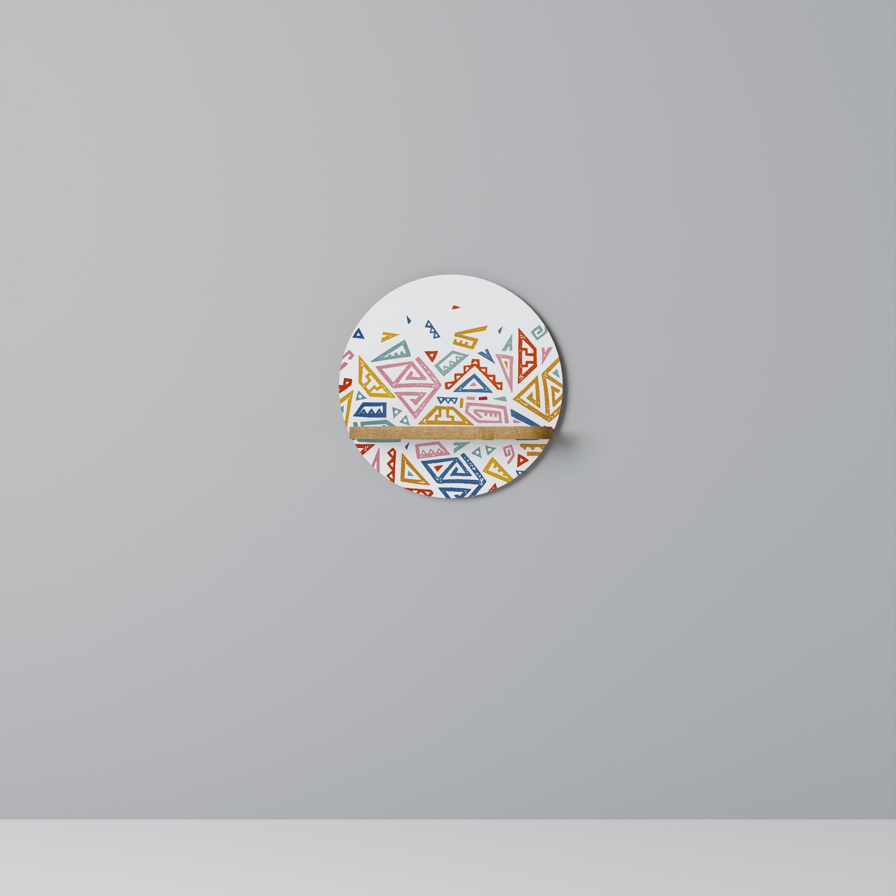 Étagère d'art ronde Angular Feeling effet chêne