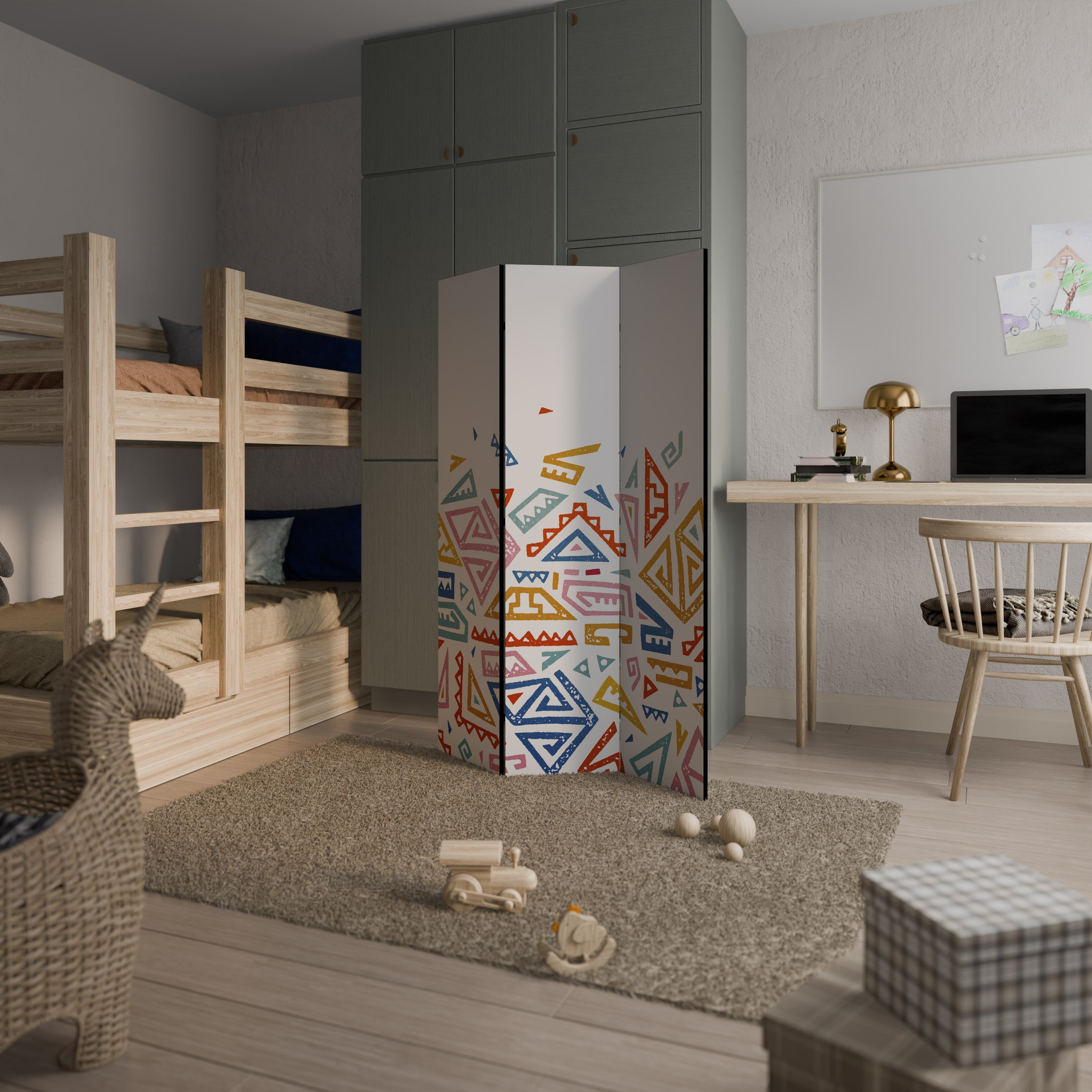 Paravent décoratif à 3 panneaux ANGULAR FEELING