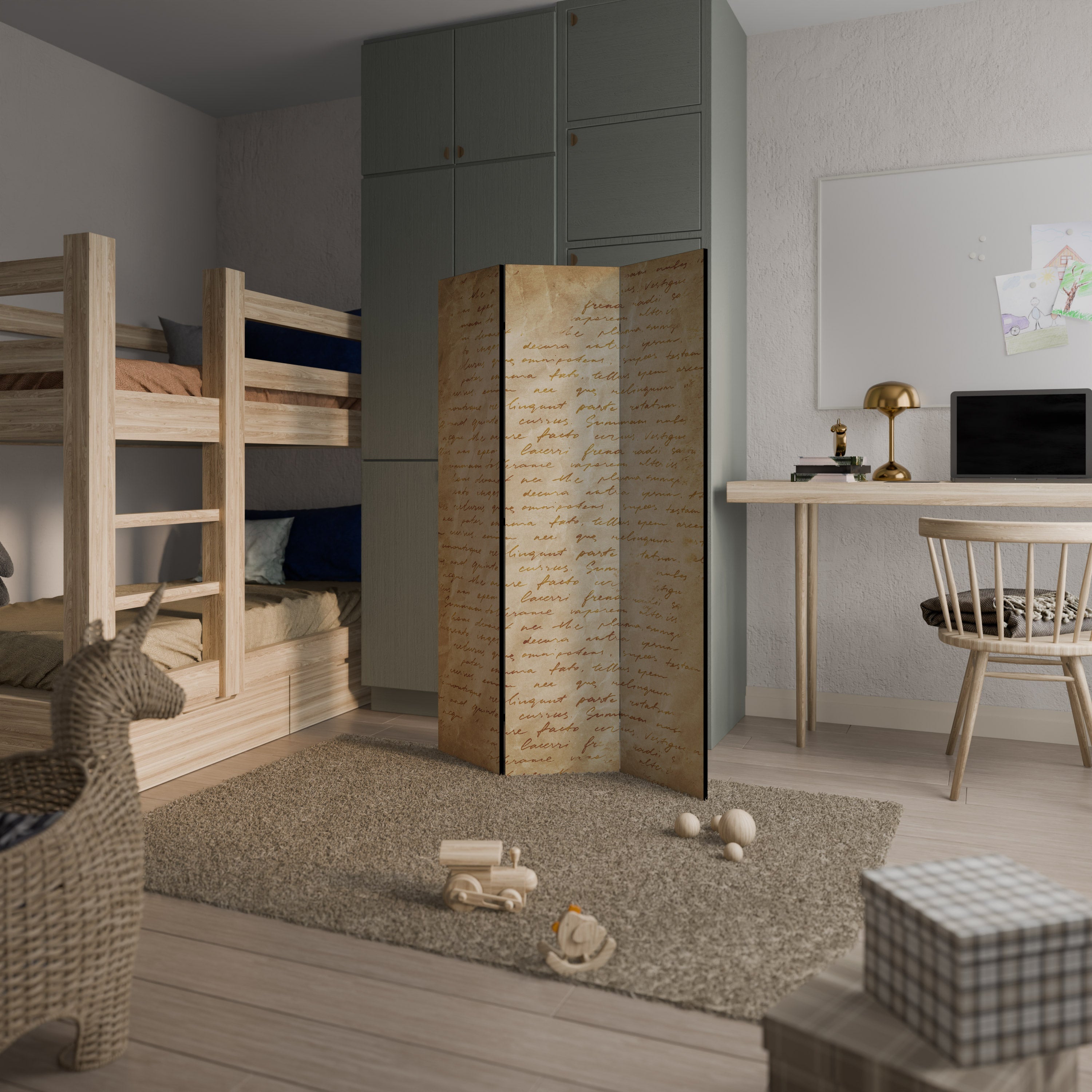 PAGES DE MÉMOIRE Paravent décoratif à 3 panneaux